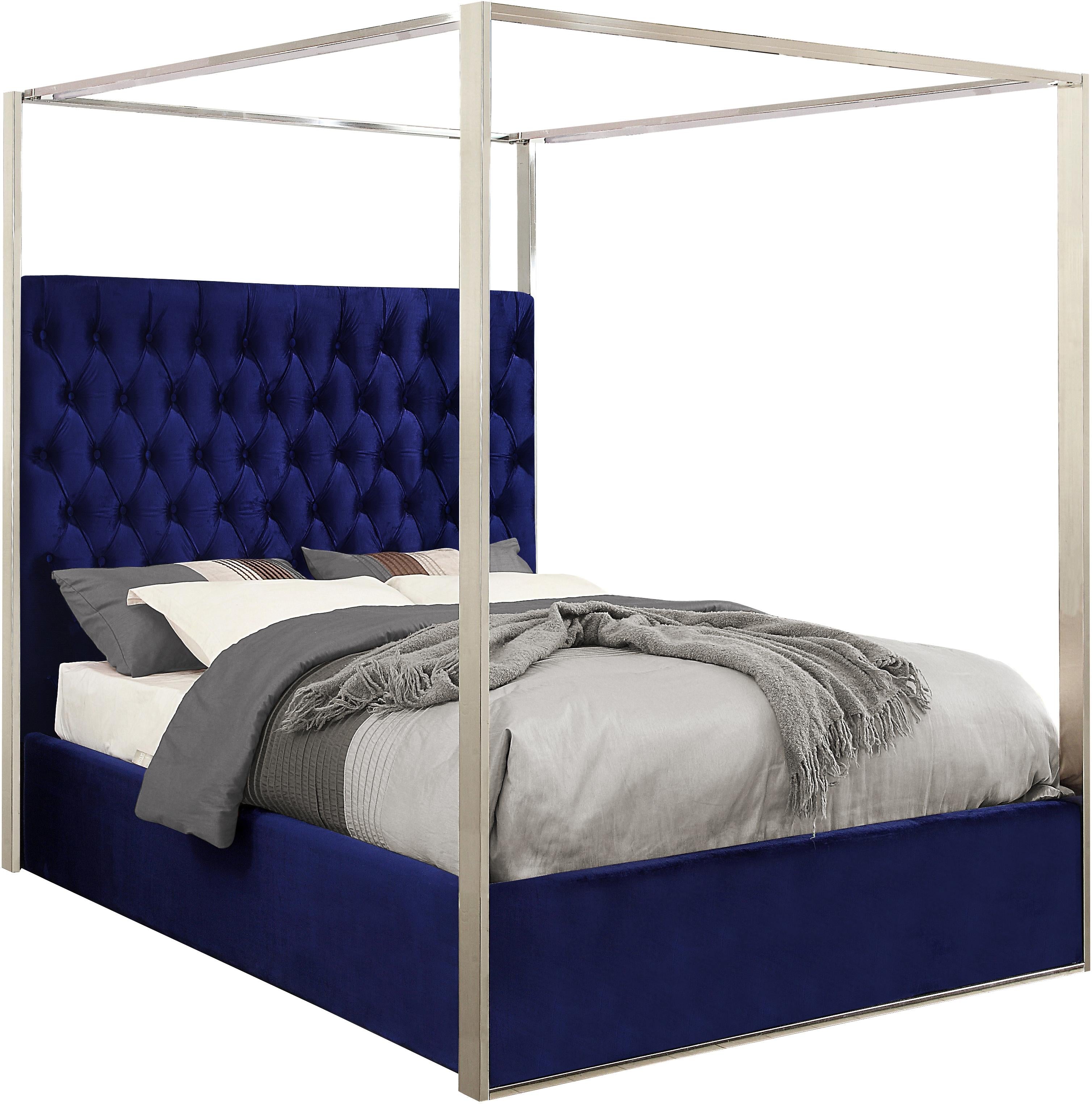 Porter Navy Velvet Queen Bed - Luxury Home Furniture (MI)