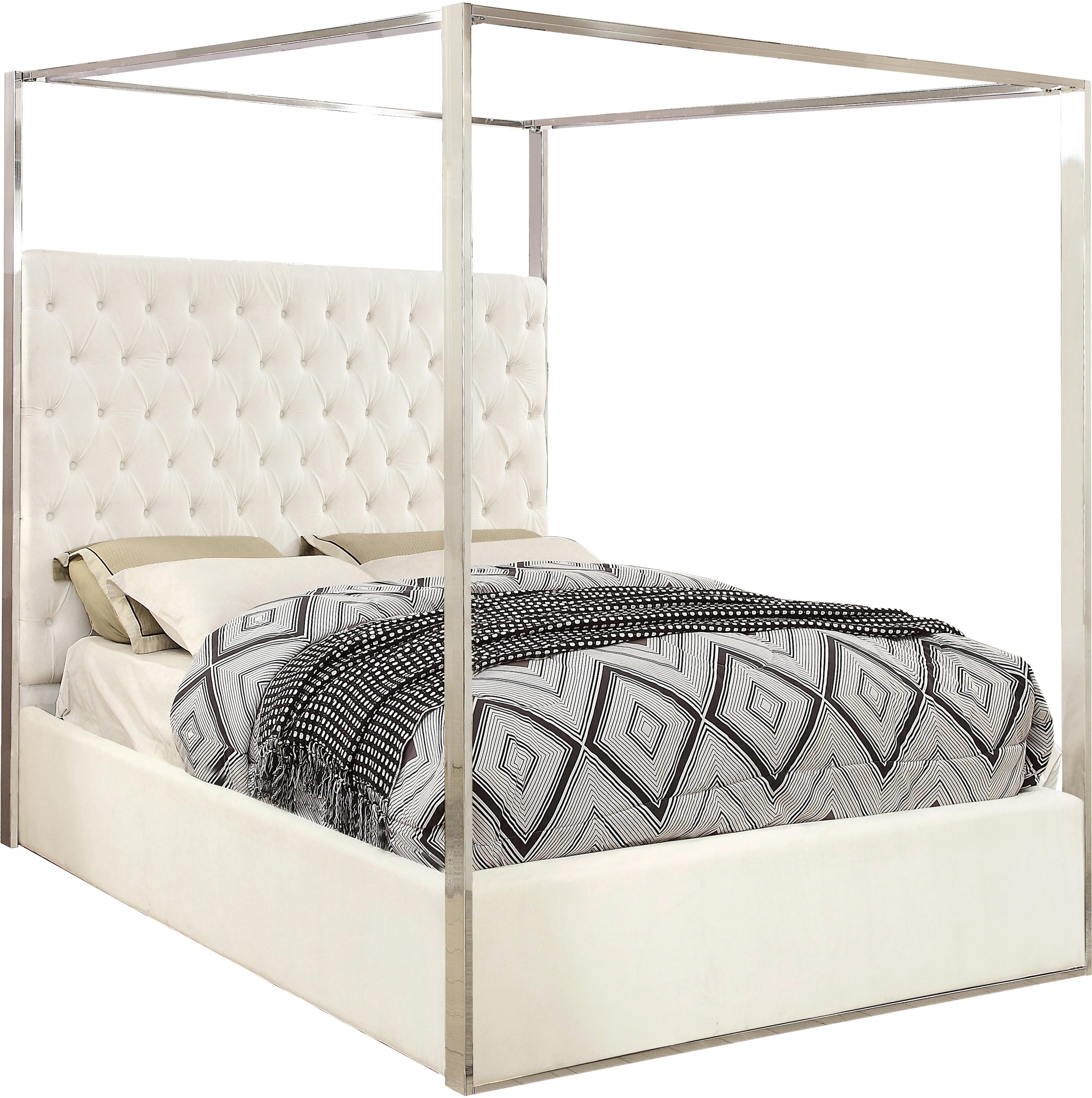 Porter White Velvet Queen Bed - Luxury Home Furniture (MI)
