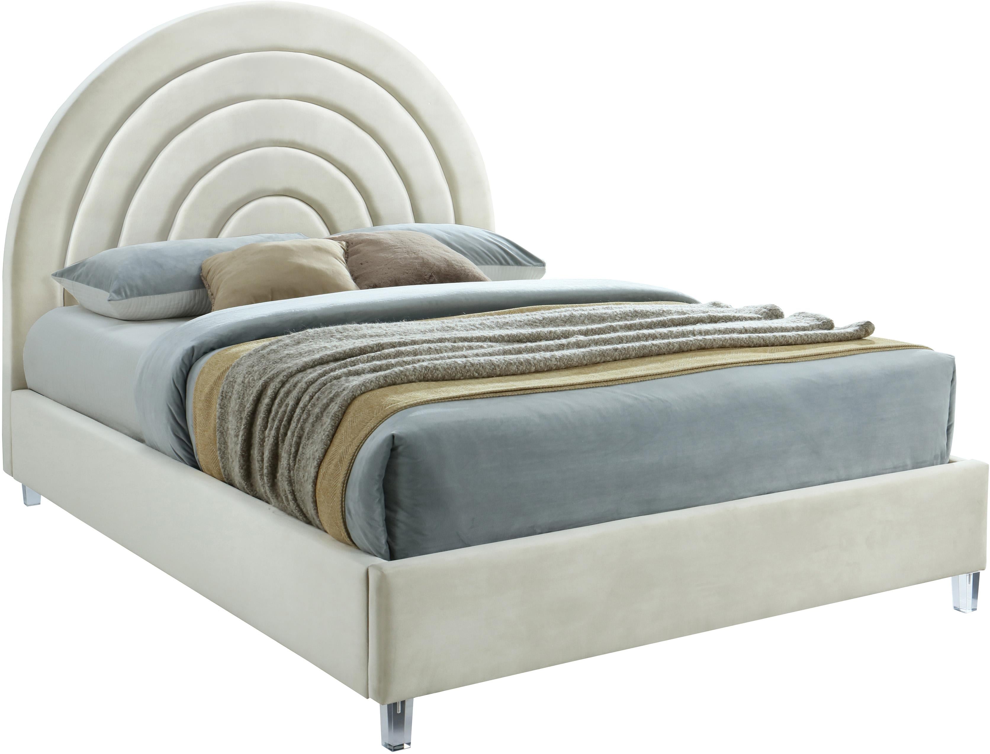 Rainbow Cream Velvet King Bed - Luxury Home Furniture (MI)