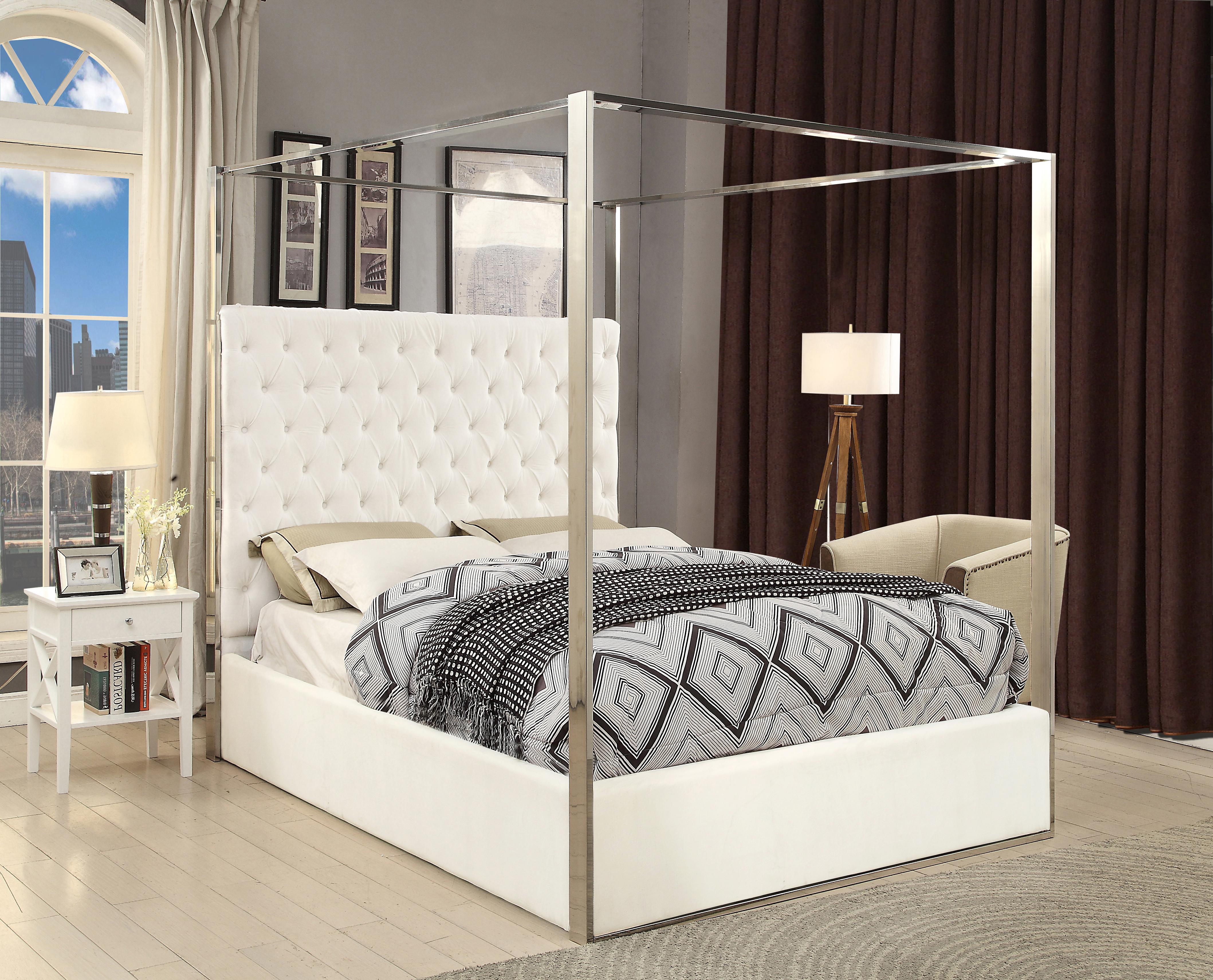Porter White Velvet Queen Bed - Luxury Home Furniture (MI)