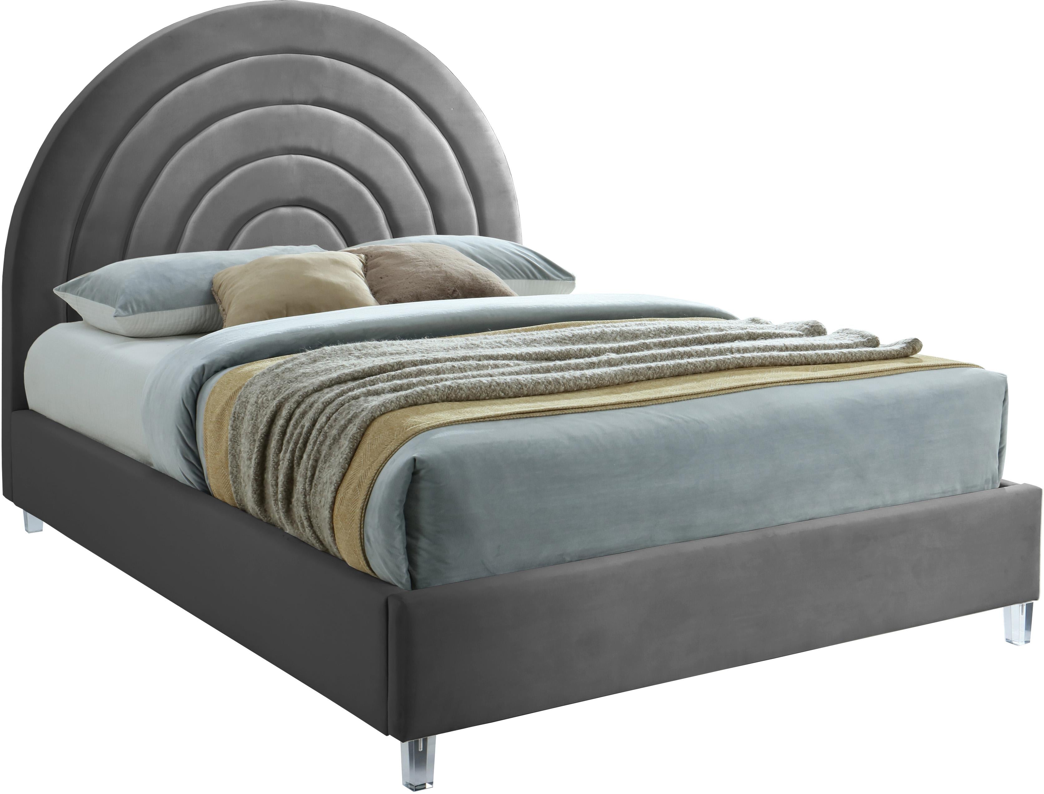 Rainbow Grey Velvet King Bed - Luxury Home Furniture (MI)