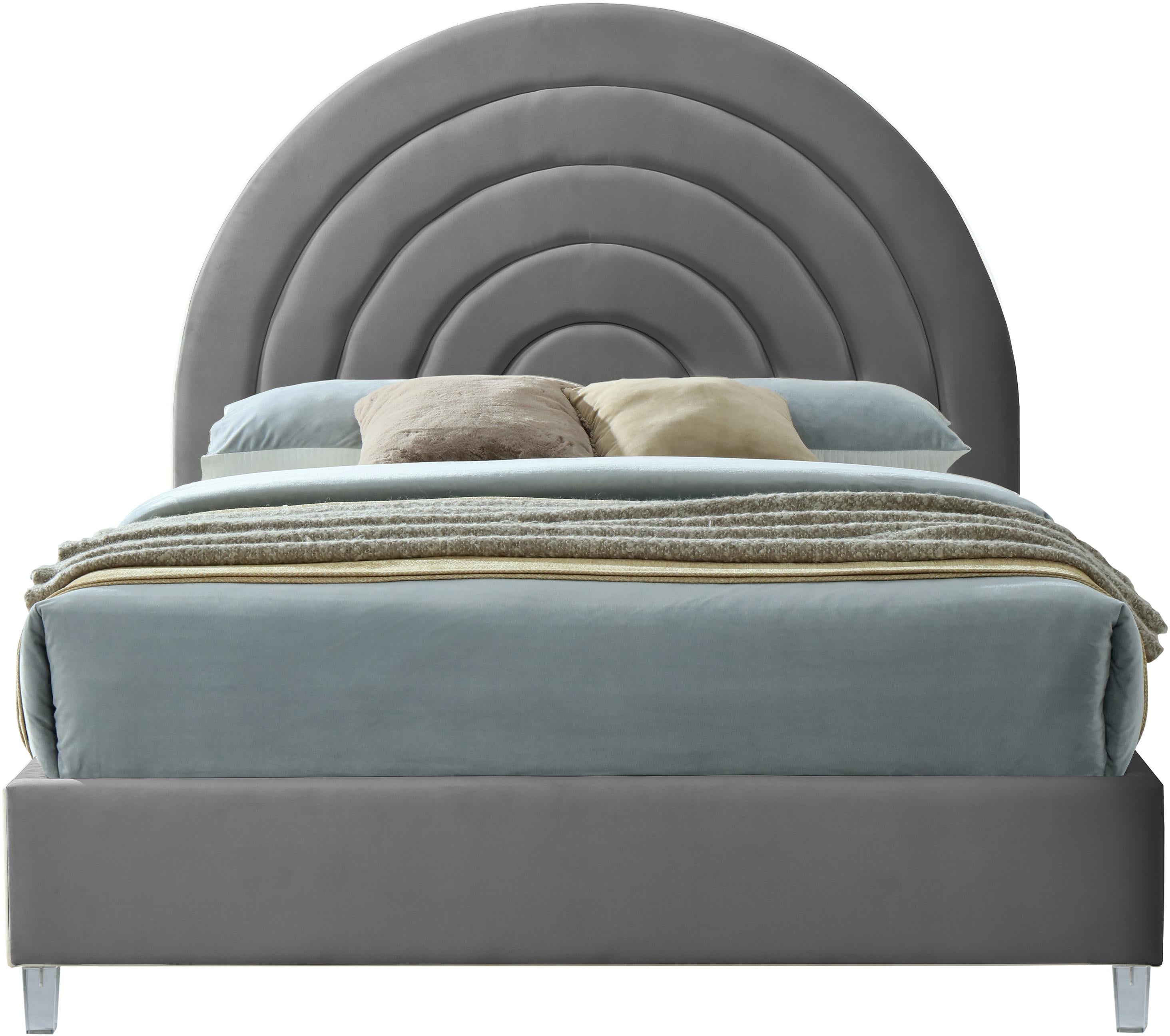 Rainbow Grey Velvet King Bed - Luxury Home Furniture (MI)