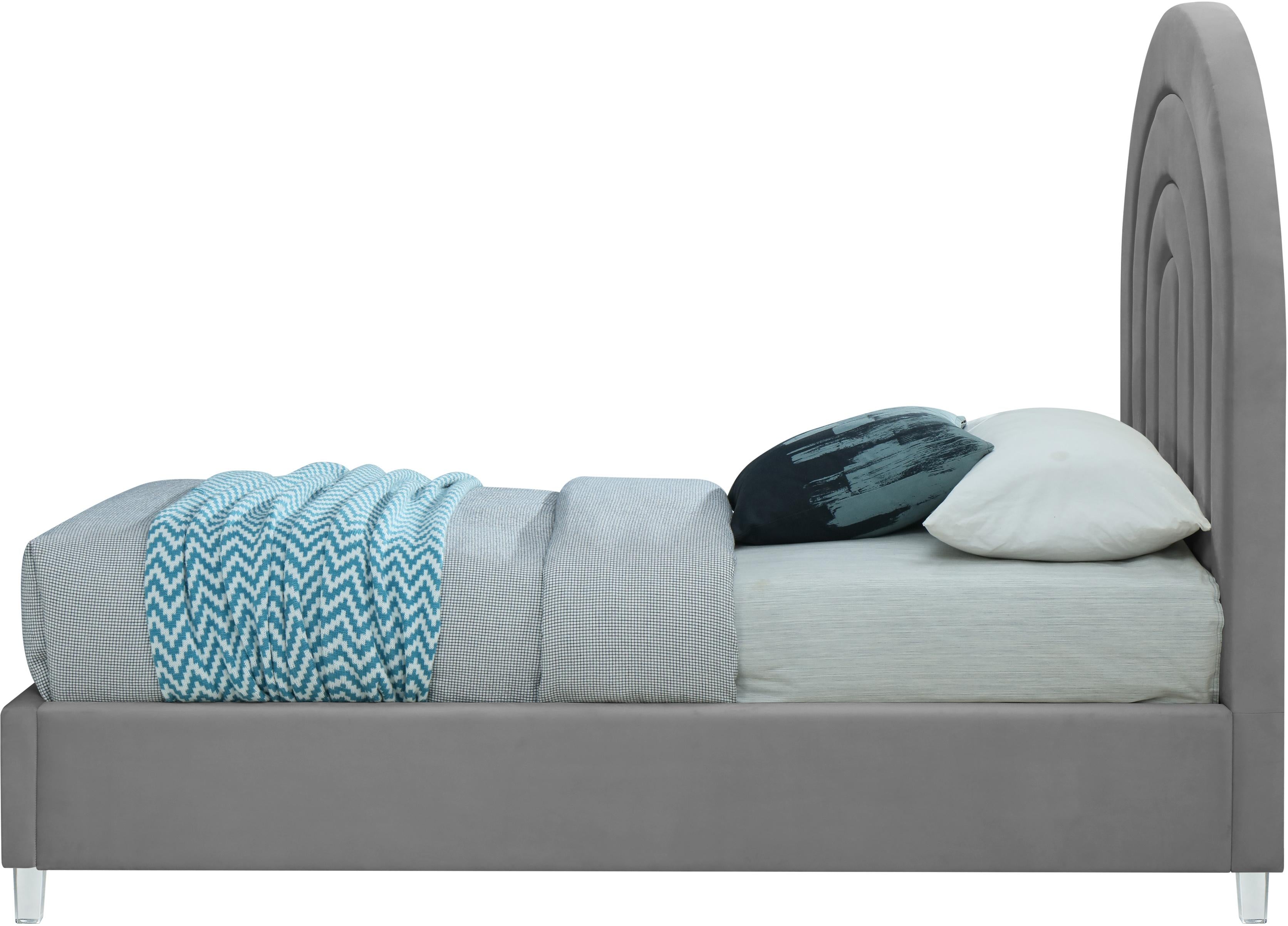 Rainbow Grey Velvet Twin Bed - Luxury Home Furniture (MI)