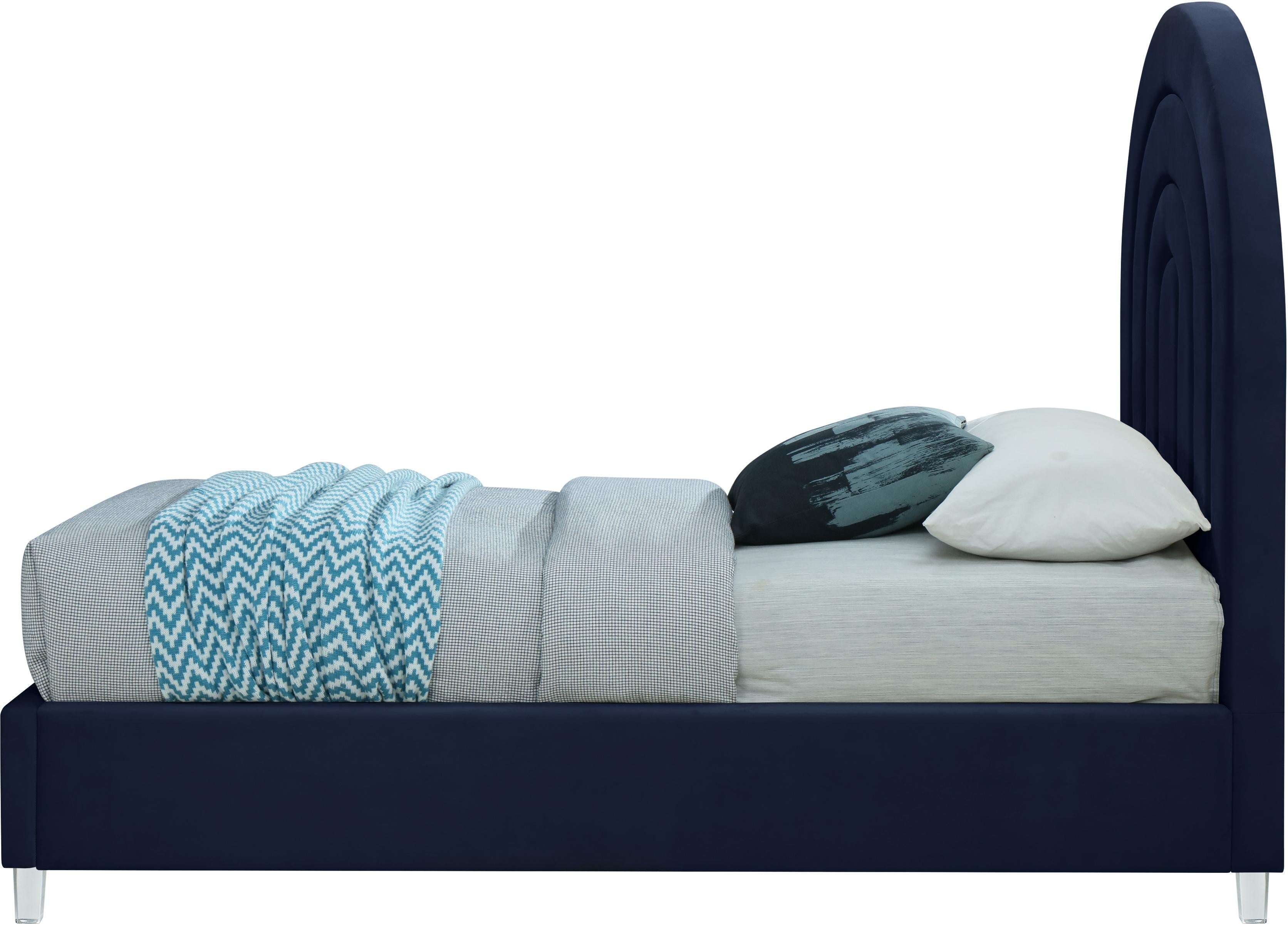 Rainbow Navy Velvet Twin Bed - Luxury Home Furniture (MI)