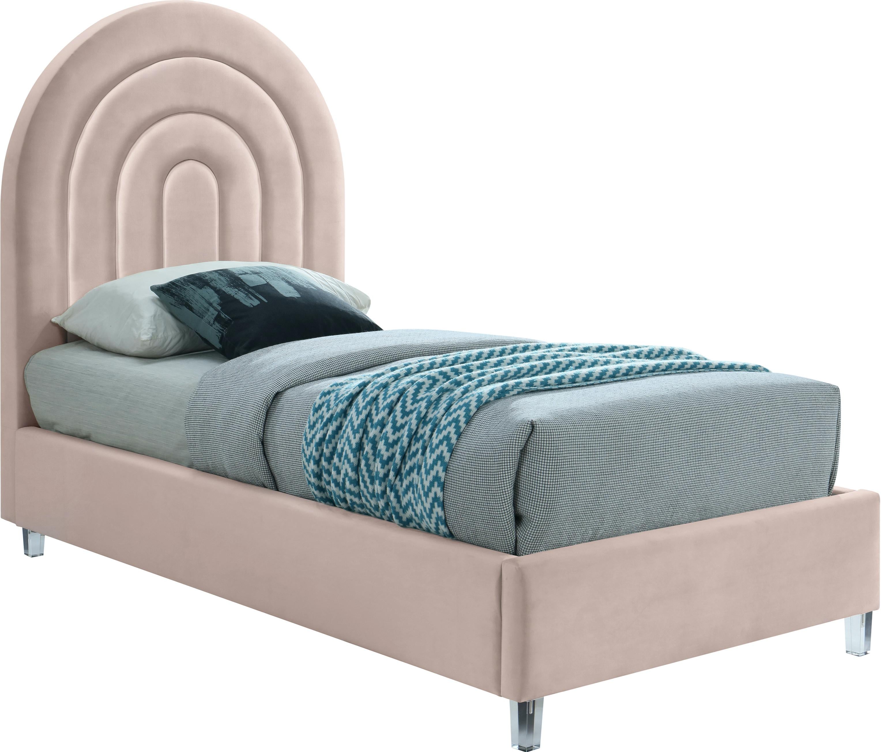 Rainbow Pink Velvet Twin Bed - Luxury Home Furniture (MI)
