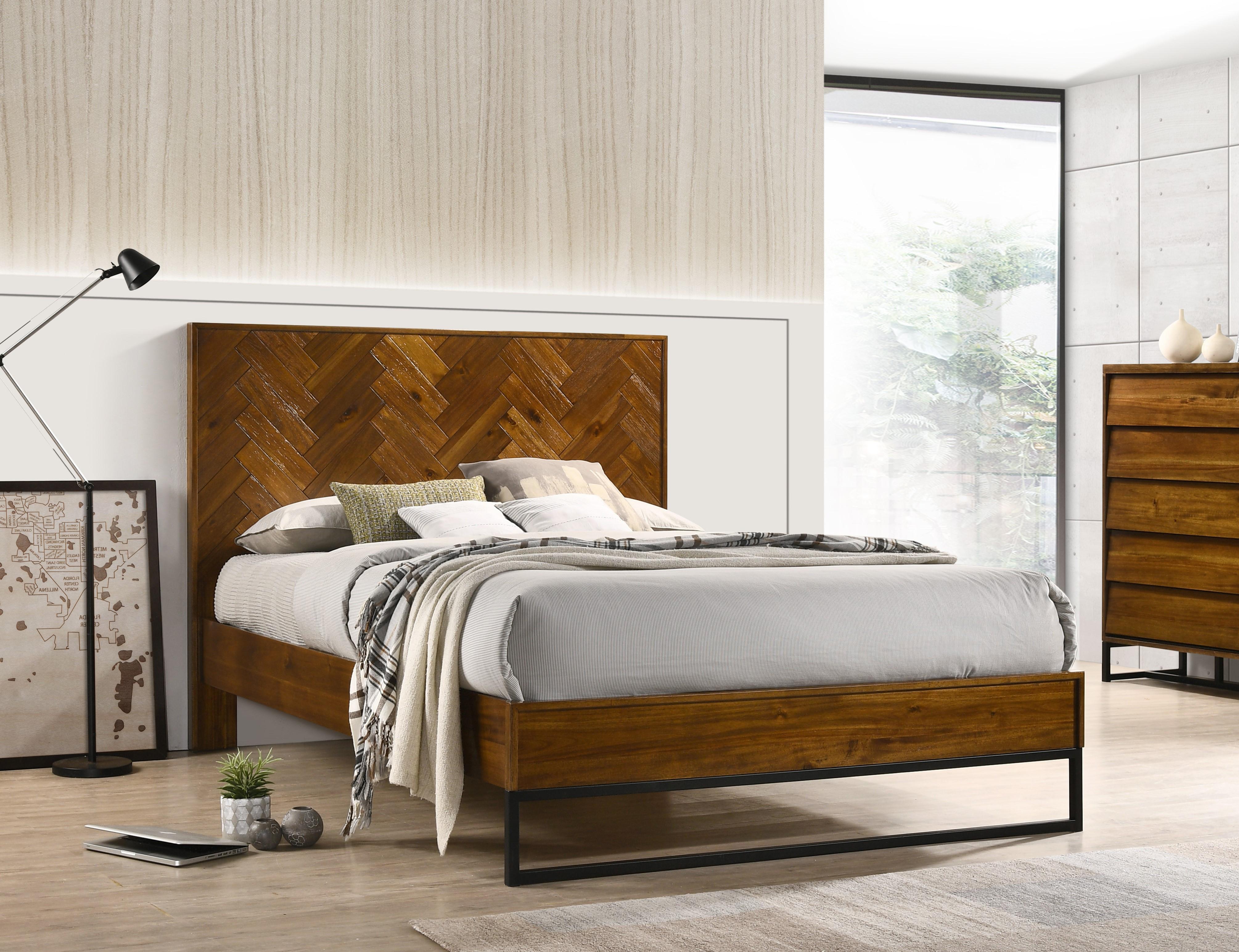 Reed Antique Coffee King Bed (3 Boxes) - Luxury Home Furniture (MI)