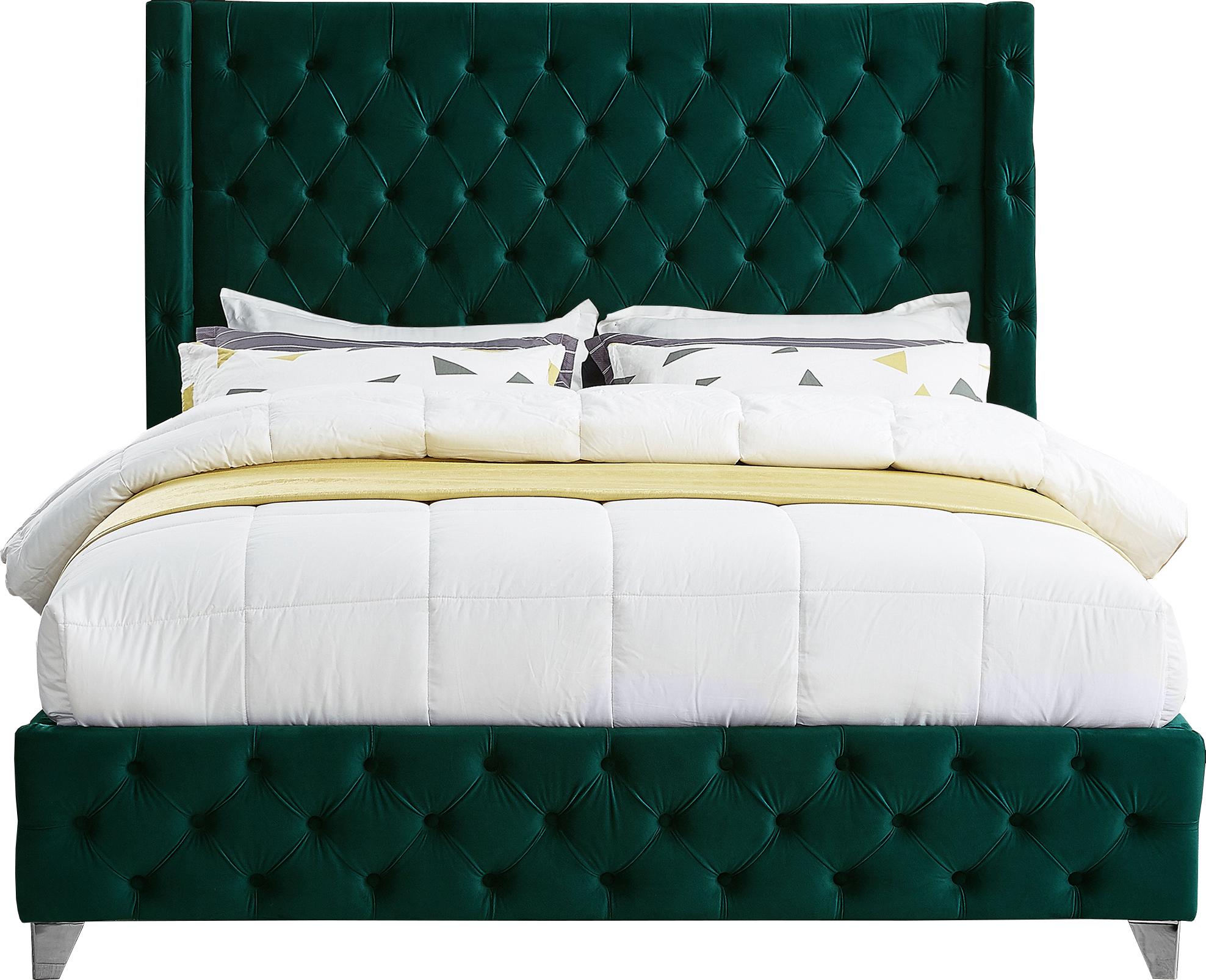 Savan Green Velvet King Bed - Luxury Home Furniture (MI)