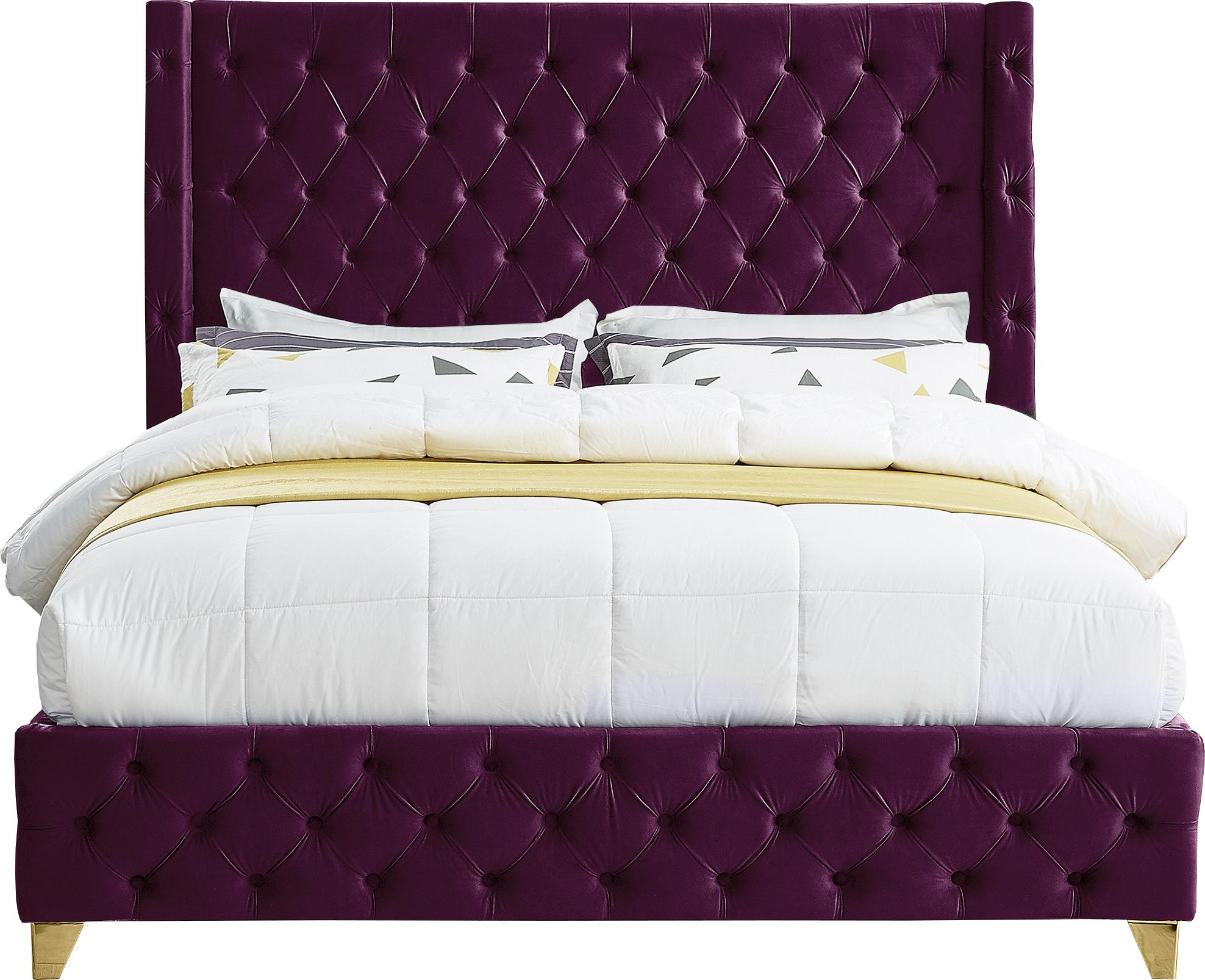 Savan Purple Velvet Full Bed - Luxury Home Furniture (MI)