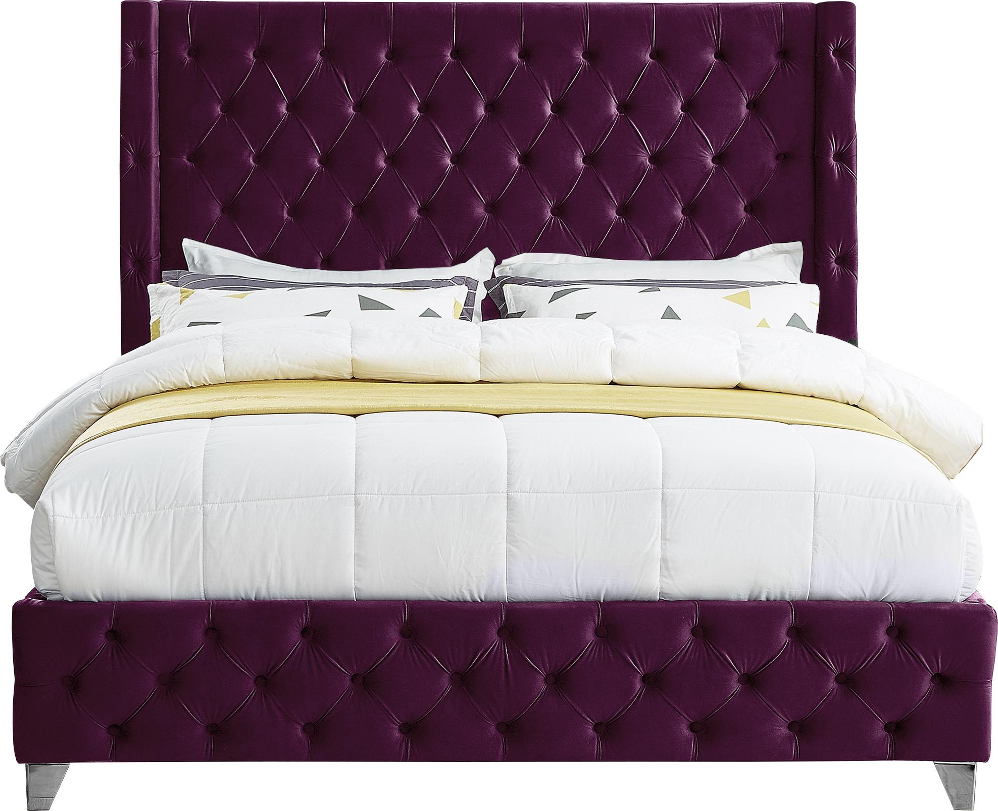 Savan Purple Velvet Full Bed - Luxury Home Furniture (MI)