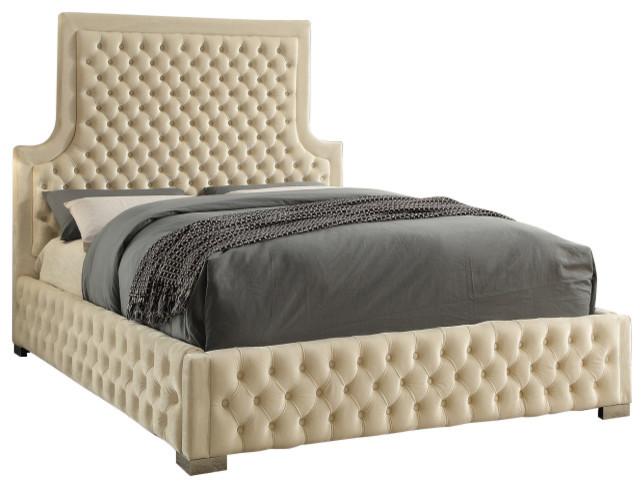 Sedona Cream Velvet King Bed - Luxury Home Furniture (MI)