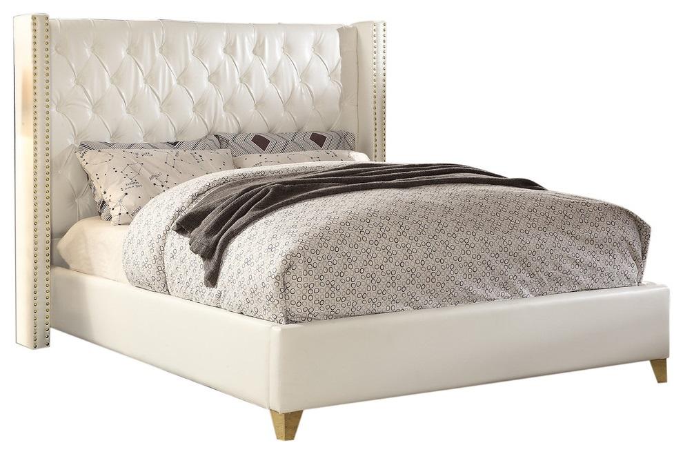 Soho White Bonded Leather King Bed - Luxury Home Furniture (MI)