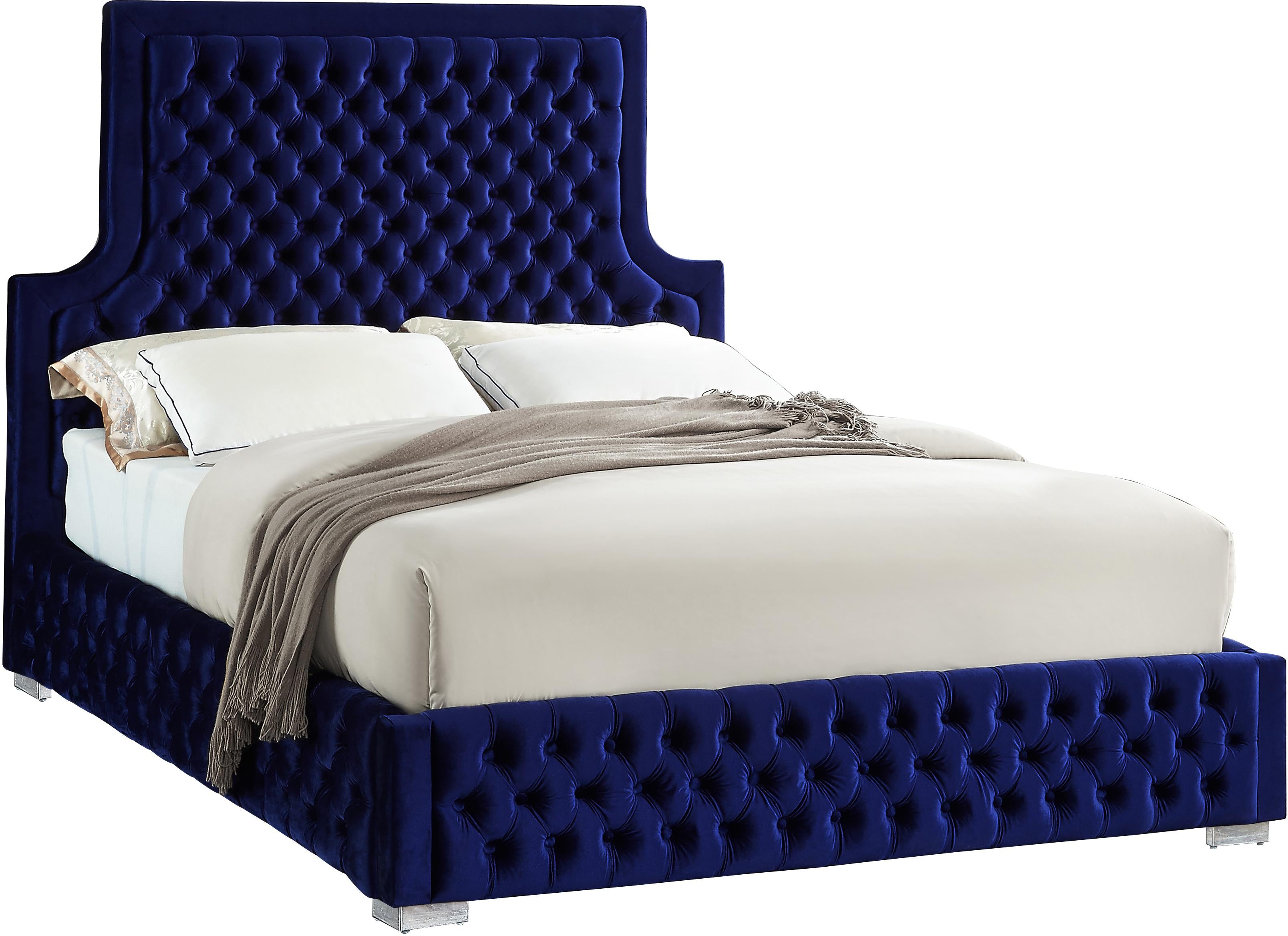 Sedona Navy Velvet King Bed - Luxury Home Furniture (MI)