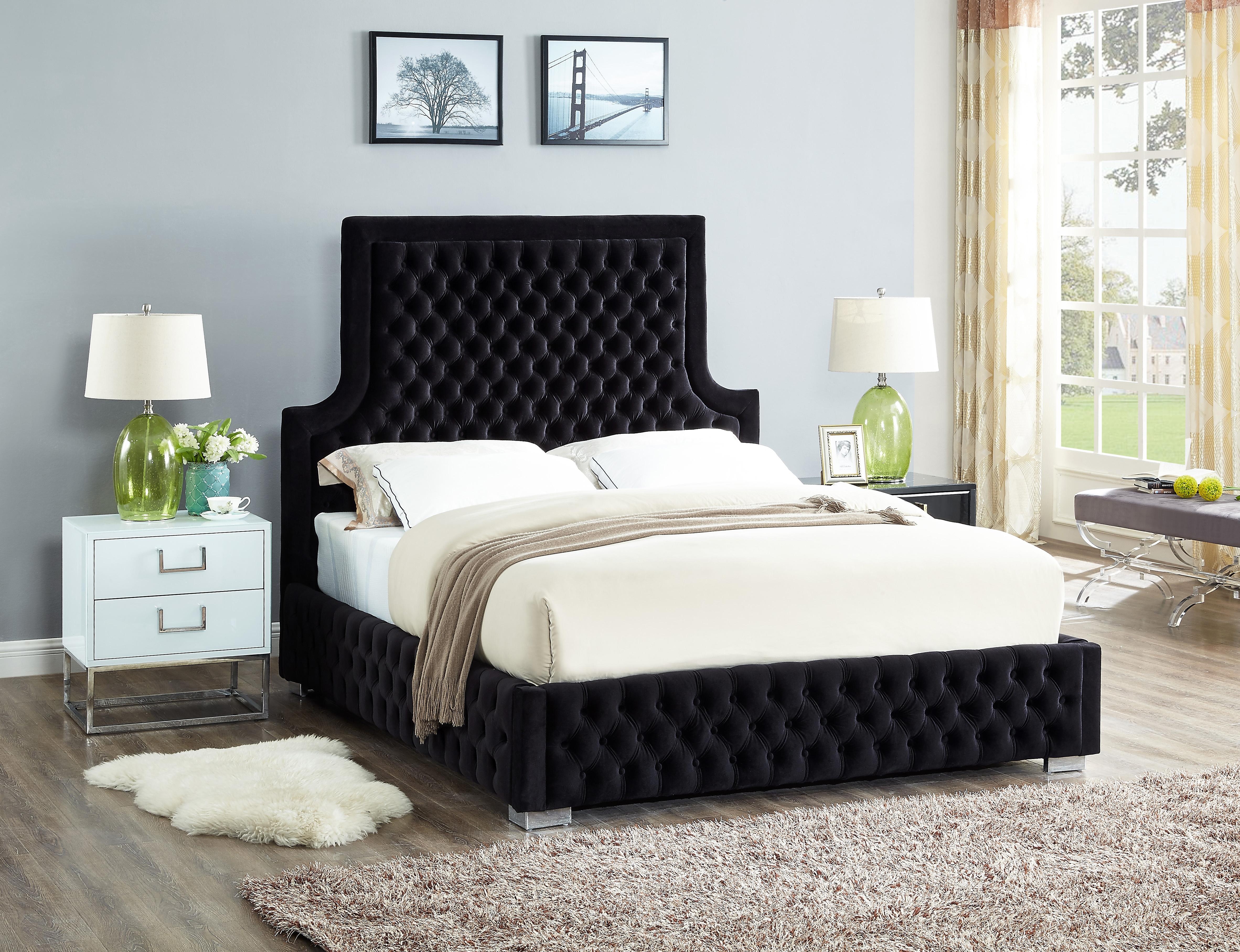 Sedona Black Velvet King Bed - Luxury Home Furniture (MI)
