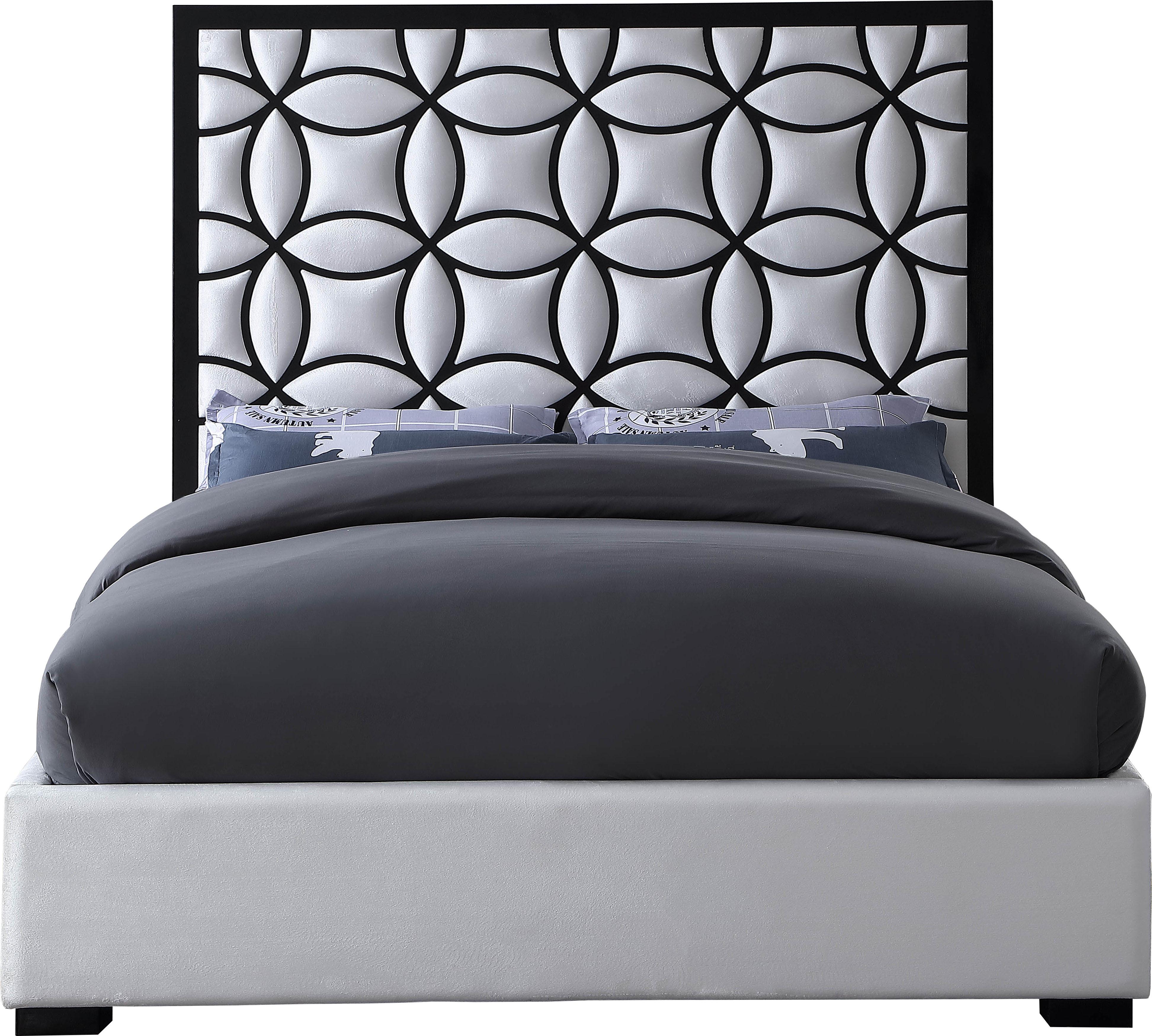Taj White Velvet Queen Bed - Luxury Home Furniture (MI)