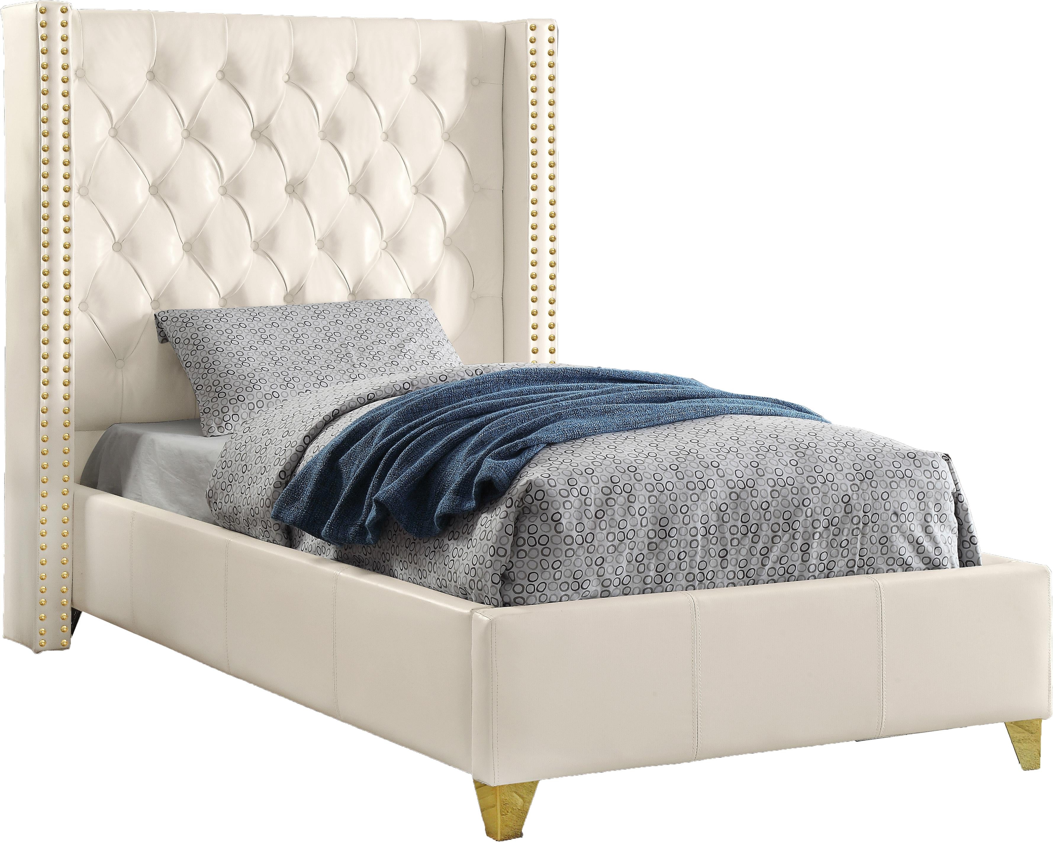 Soho White Bonded Leather Twin Bed - Luxury Home Furniture (MI)