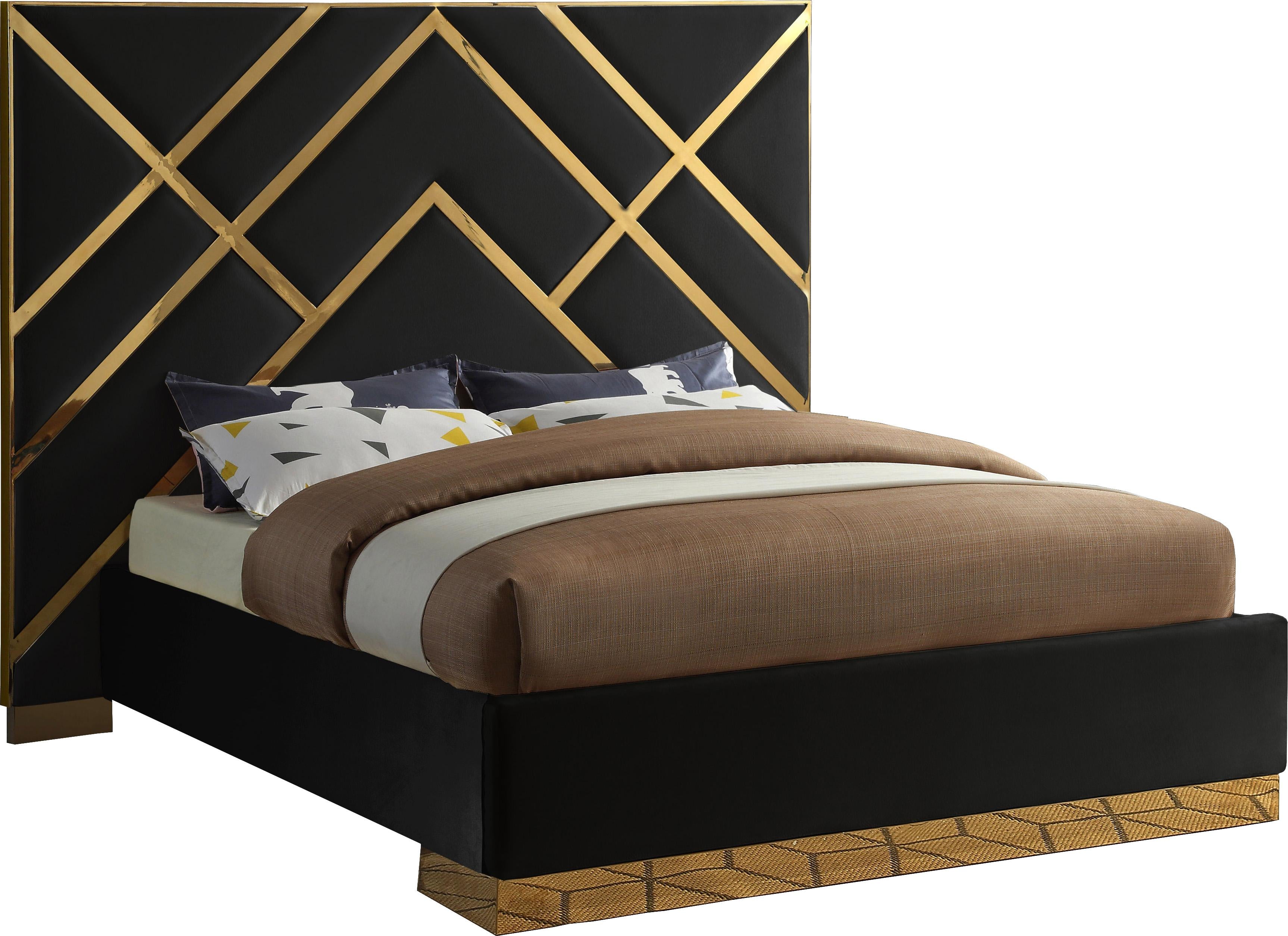 Vector Black Velvet Queen Bed - Luxury Home Furniture (MI)