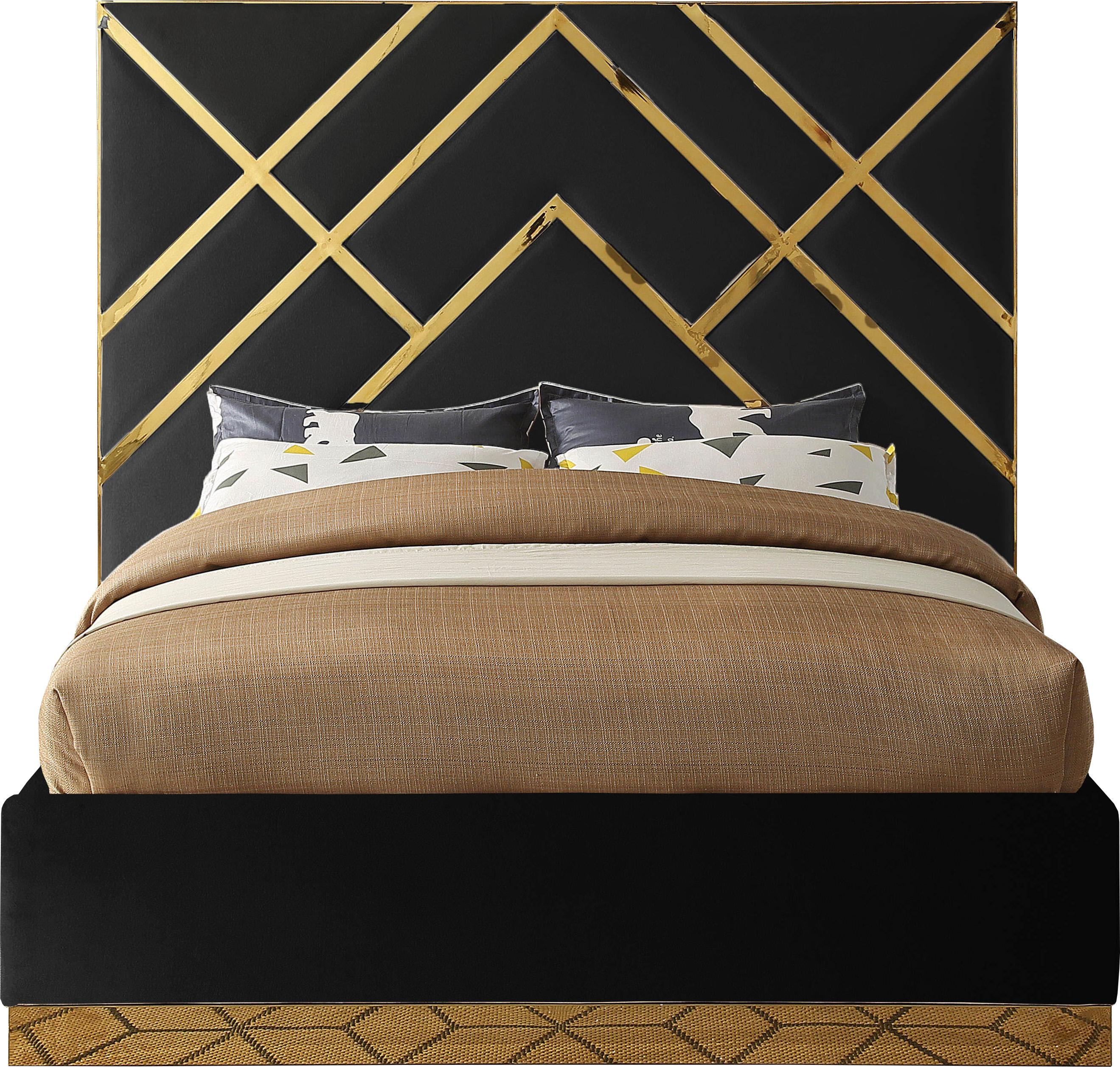 Vector Black Velvet Queen Bed - Luxury Home Furniture (MI)