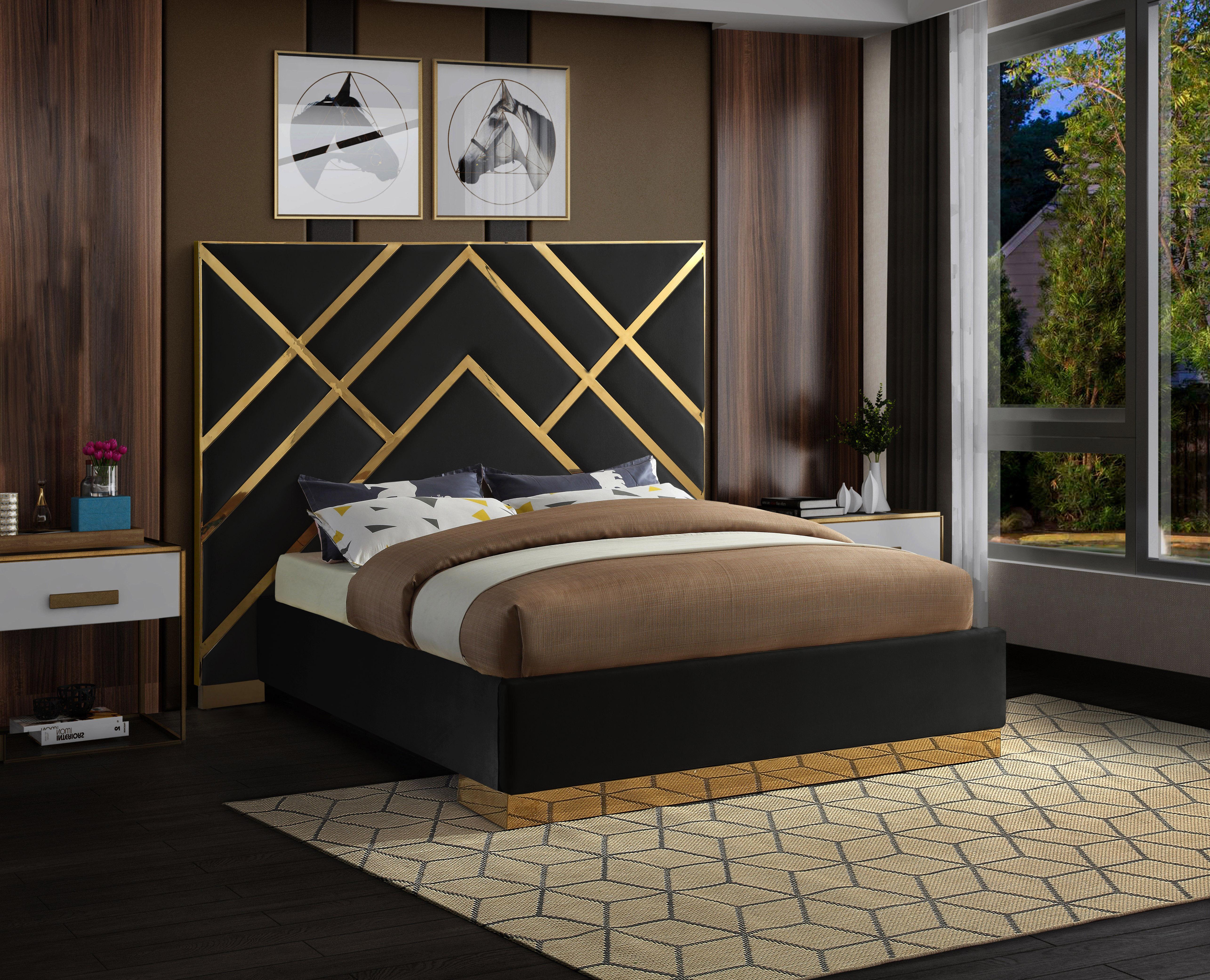 Vector Black Velvet Queen Bed - Luxury Home Furniture (MI)