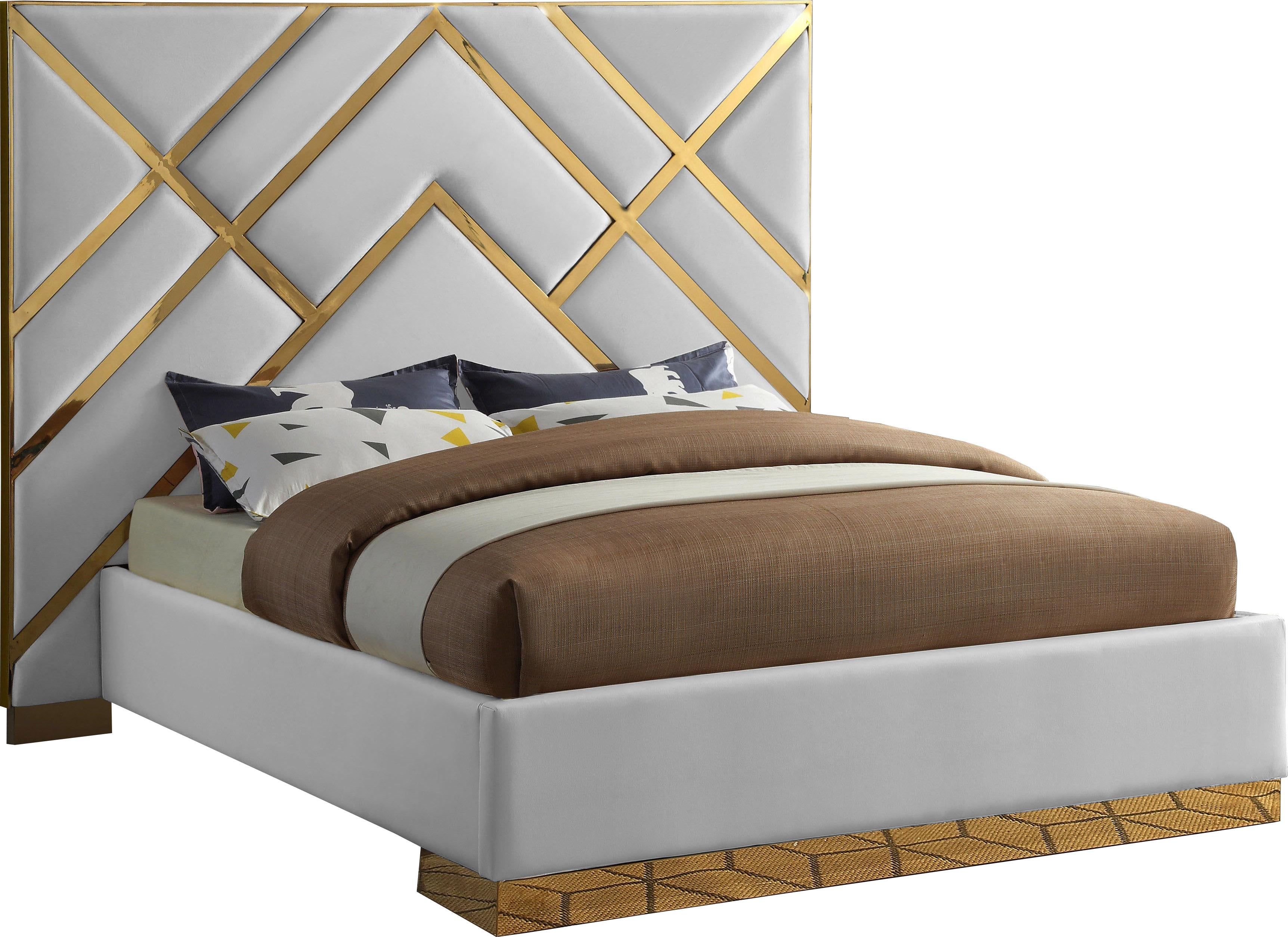 Vector White Faux Leather King Bed - Luxury Home Furniture (MI)