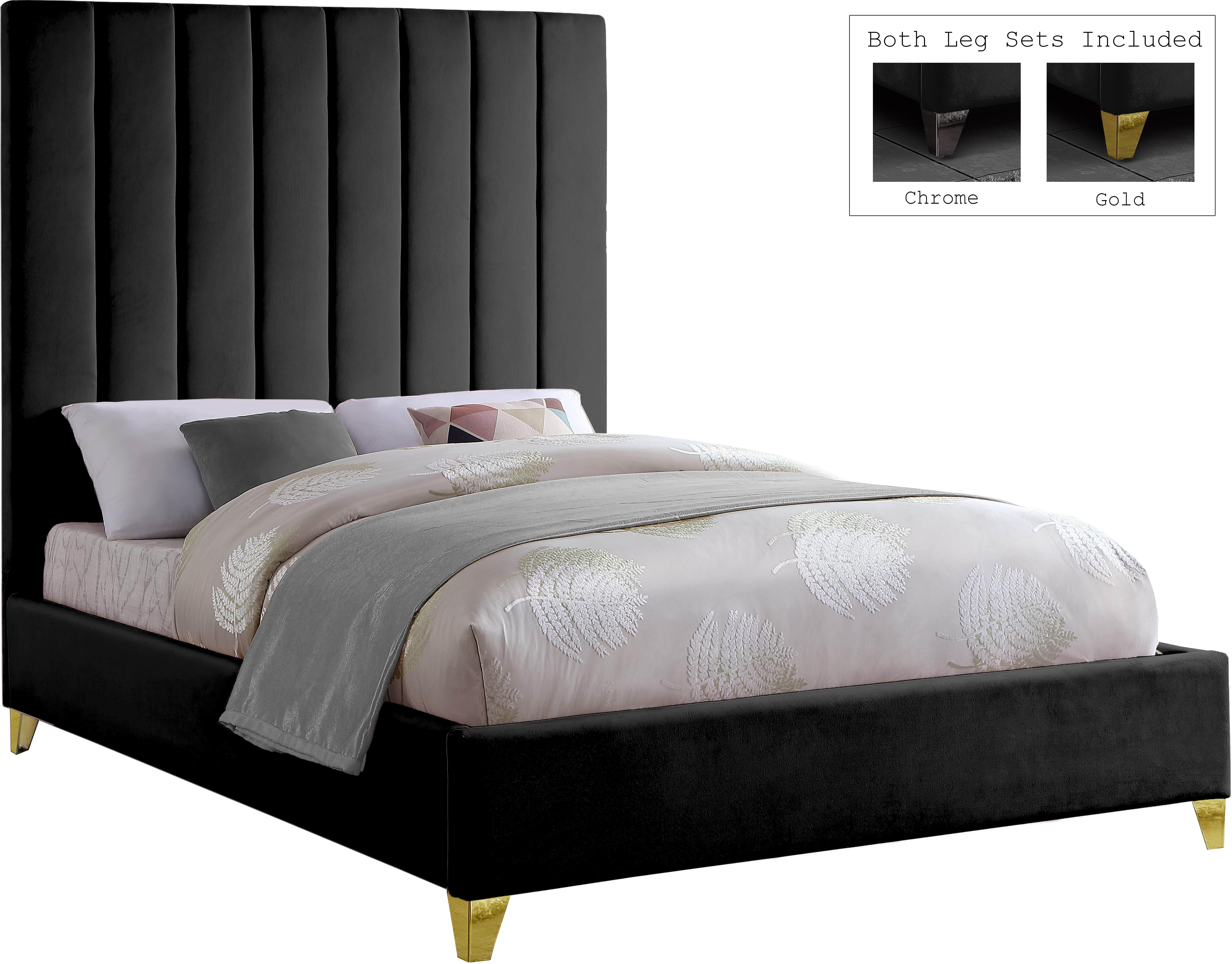 Via Black Velvet Full Bed - Luxury Home Furniture (MI)