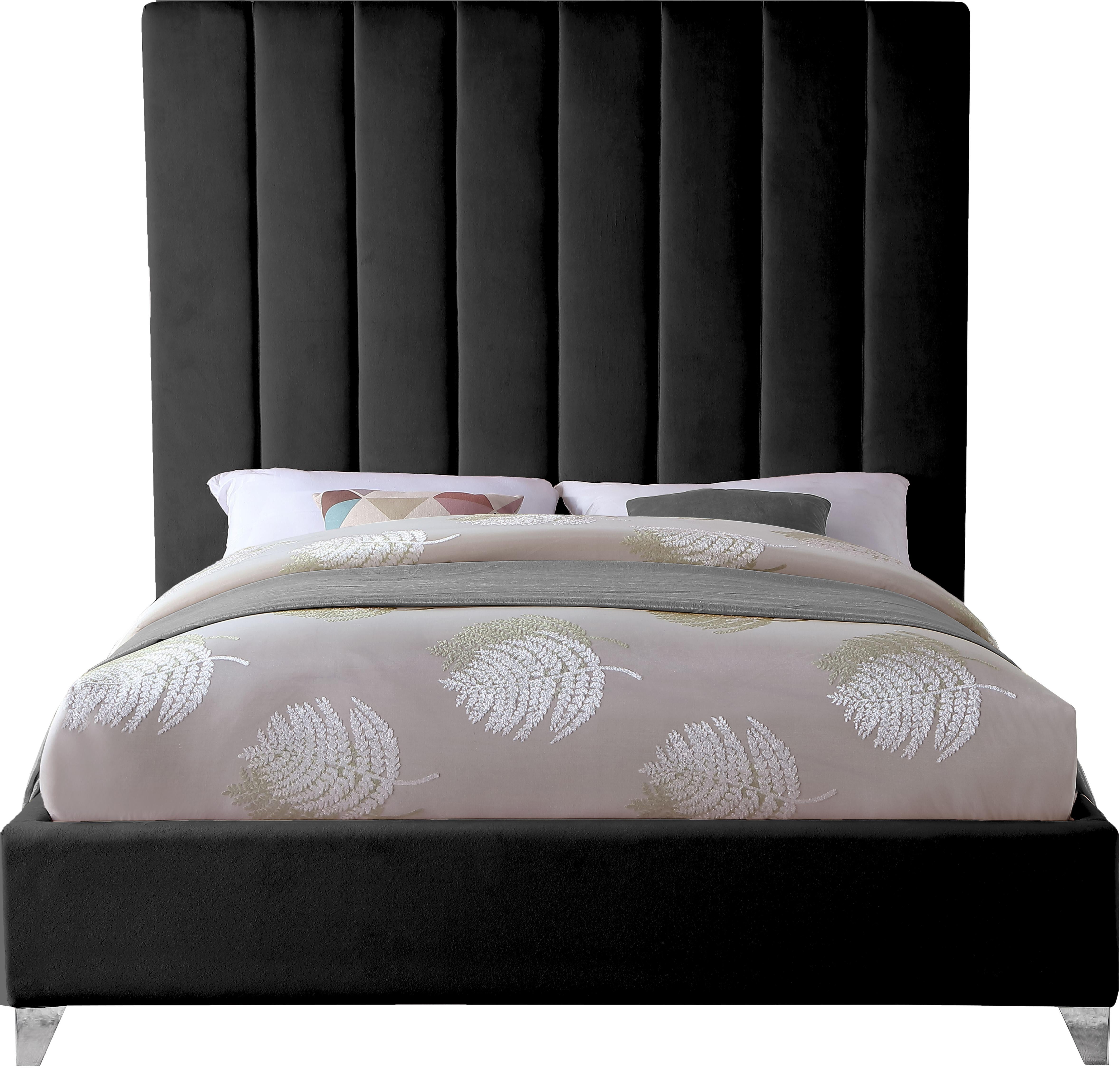 Via Black Velvet King Bed - Luxury Home Furniture (MI)
