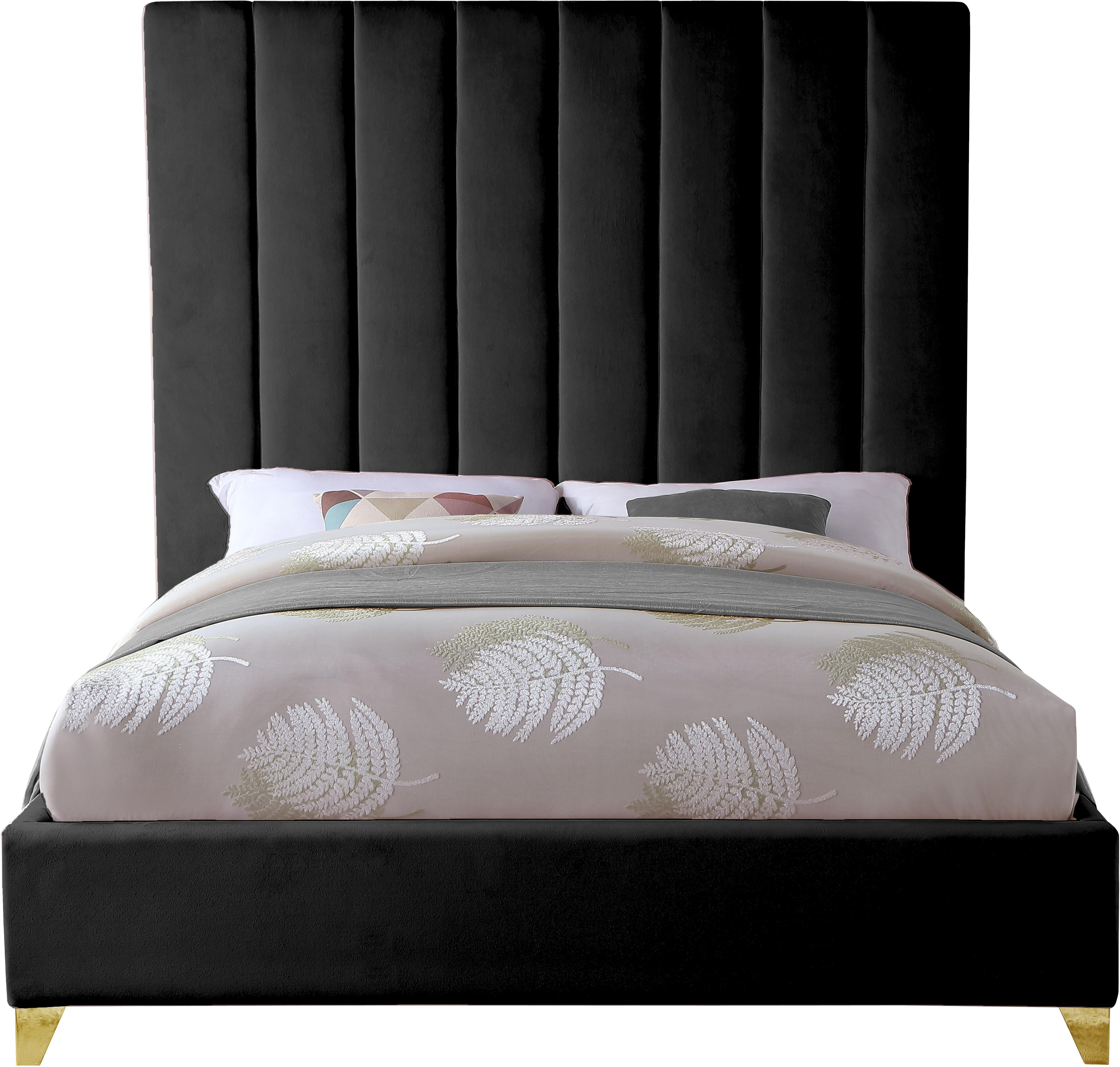 Via Black Velvet King Bed - Luxury Home Furniture (MI)