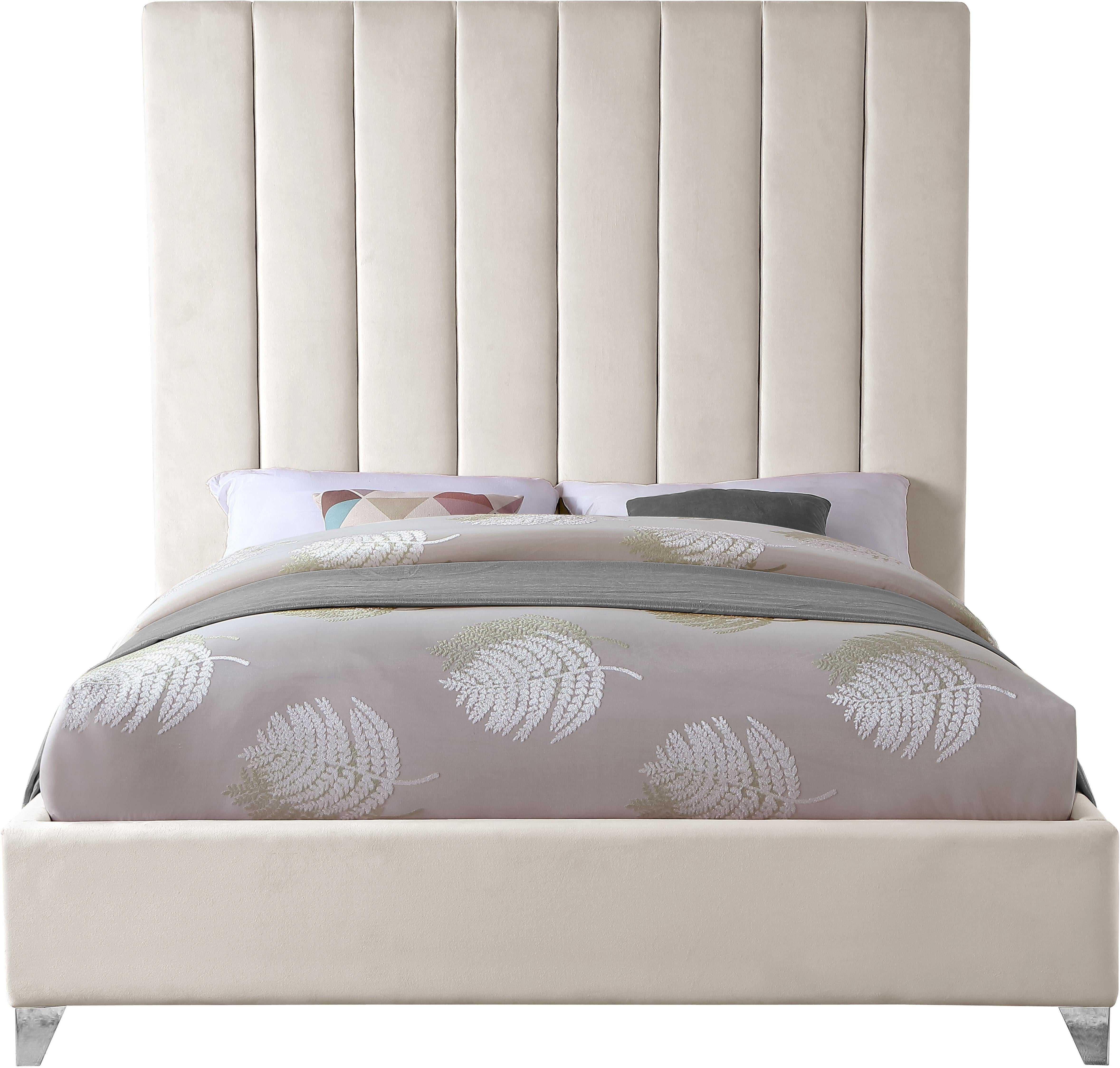 Via Cream Velvet King Bed - Luxury Home Furniture (MI)