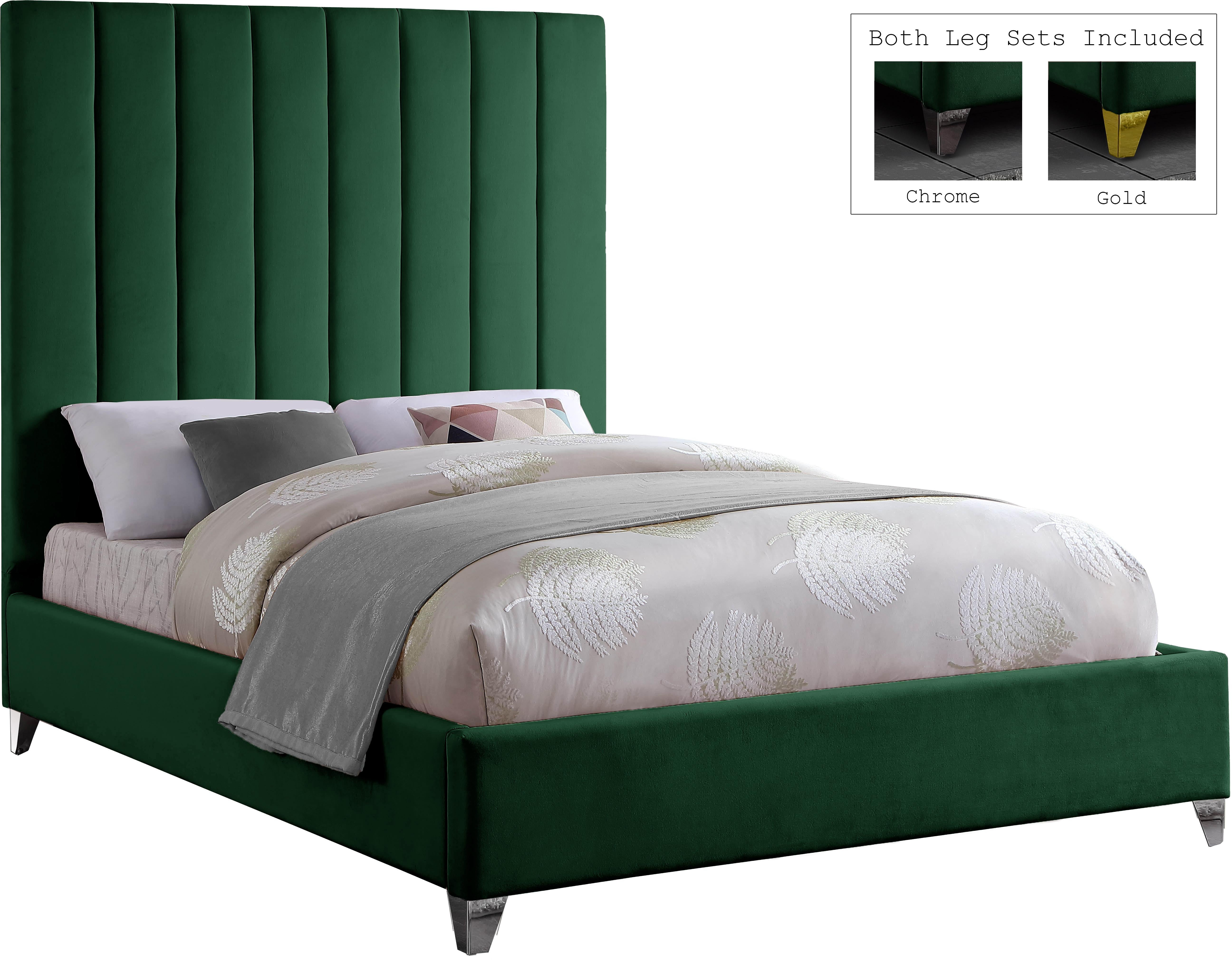 Via Green Velvet King Bed - Luxury Home Furniture (MI)
