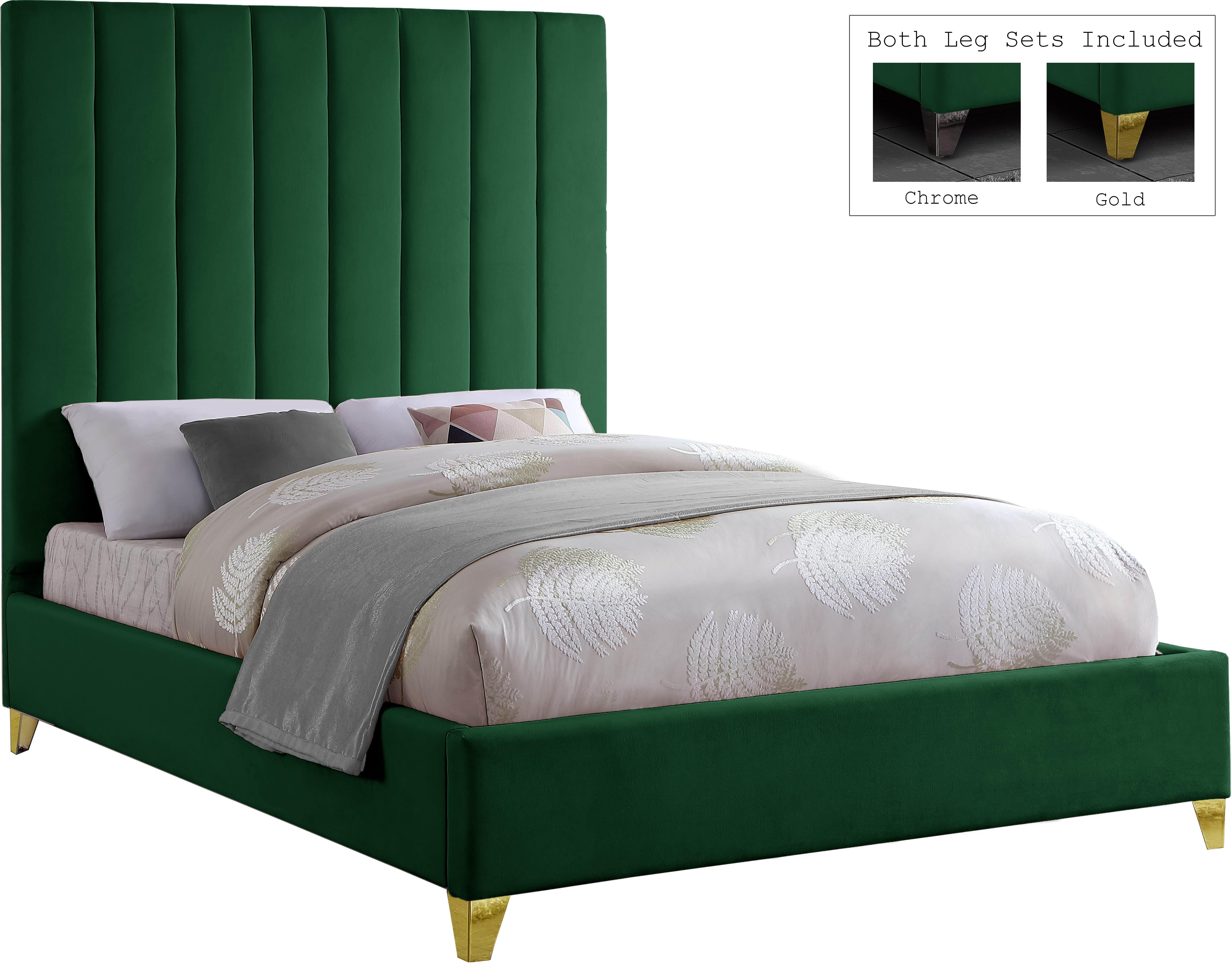 Via Green Velvet Full Bed - Luxury Home Furniture (MI)