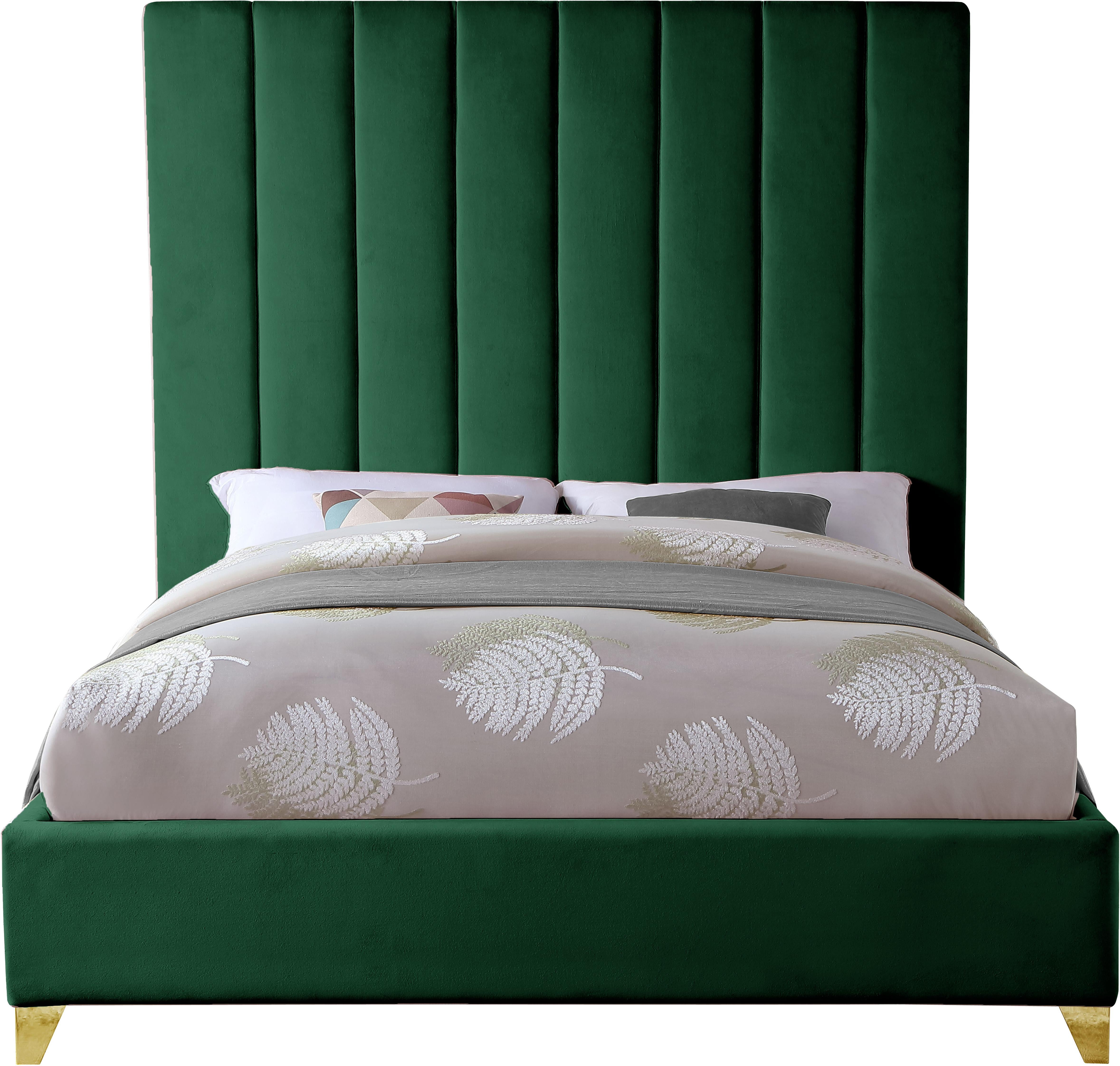 Via Green Velvet King Bed - Luxury Home Furniture (MI)