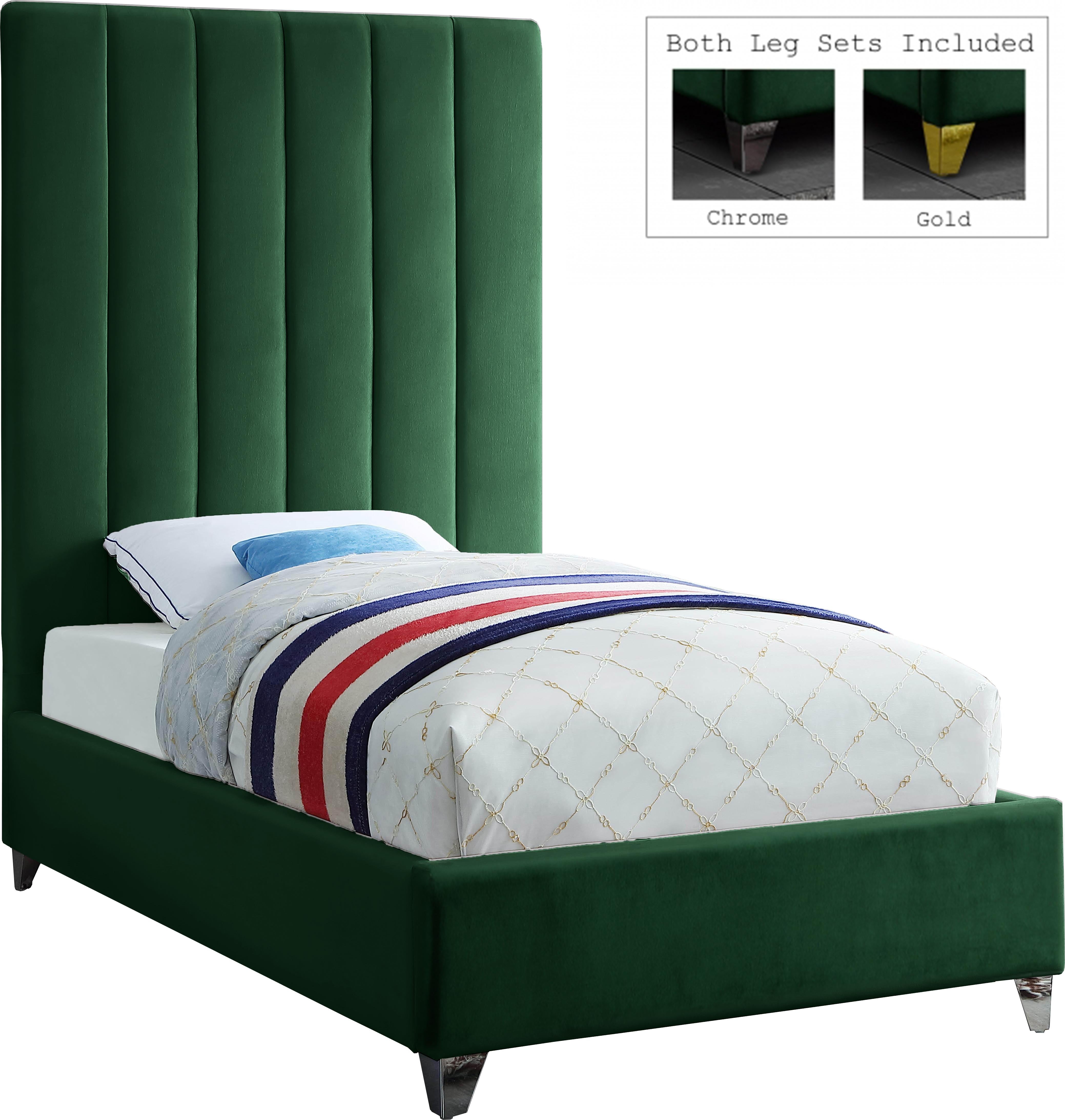 Via Green Velvet Twin Bed - Luxury Home Furniture (MI)