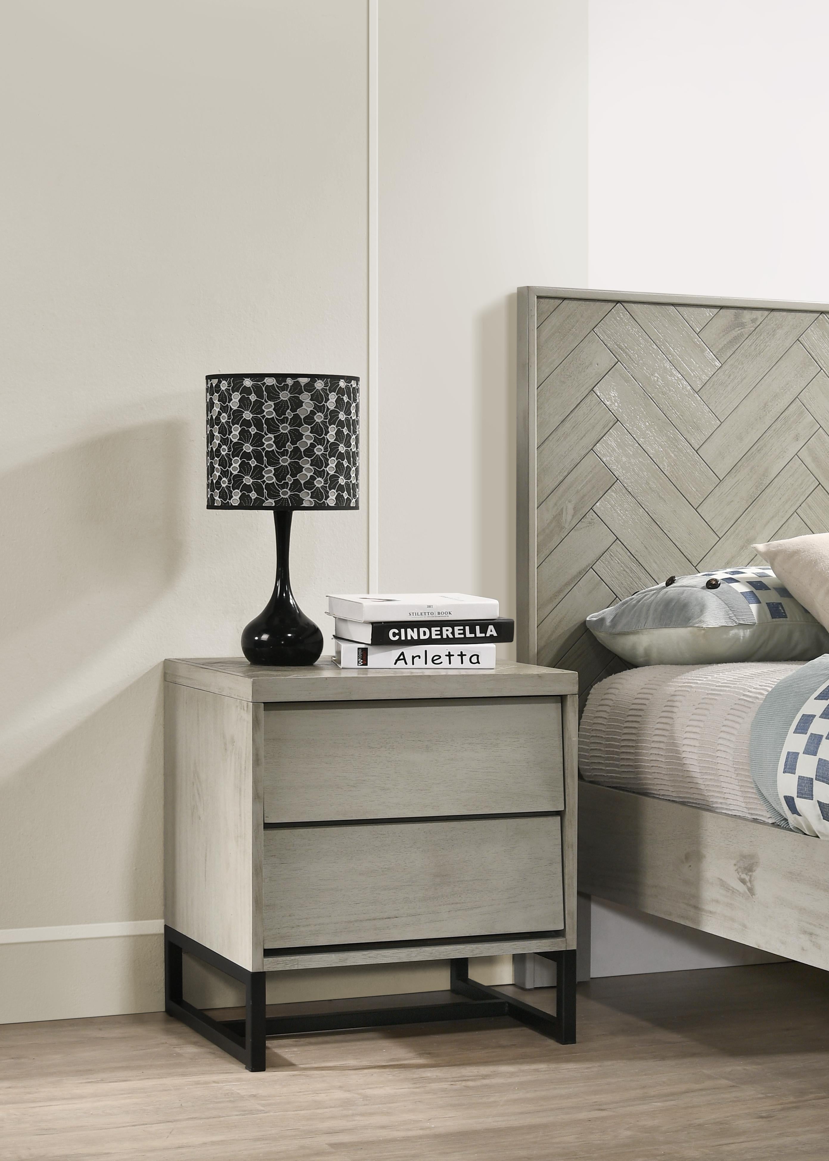 Weston Grey Stone Night Stand - Luxury Home Furniture (MI)