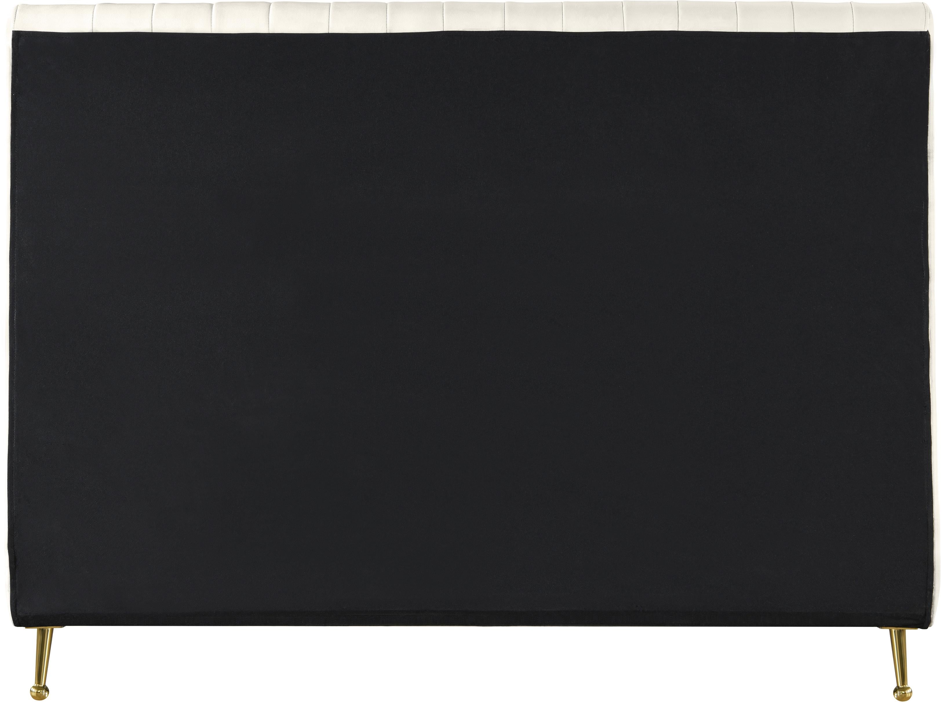 Zara Cream Velvet Queen Bed (3 Boxes) - Luxury Home Furniture (MI)