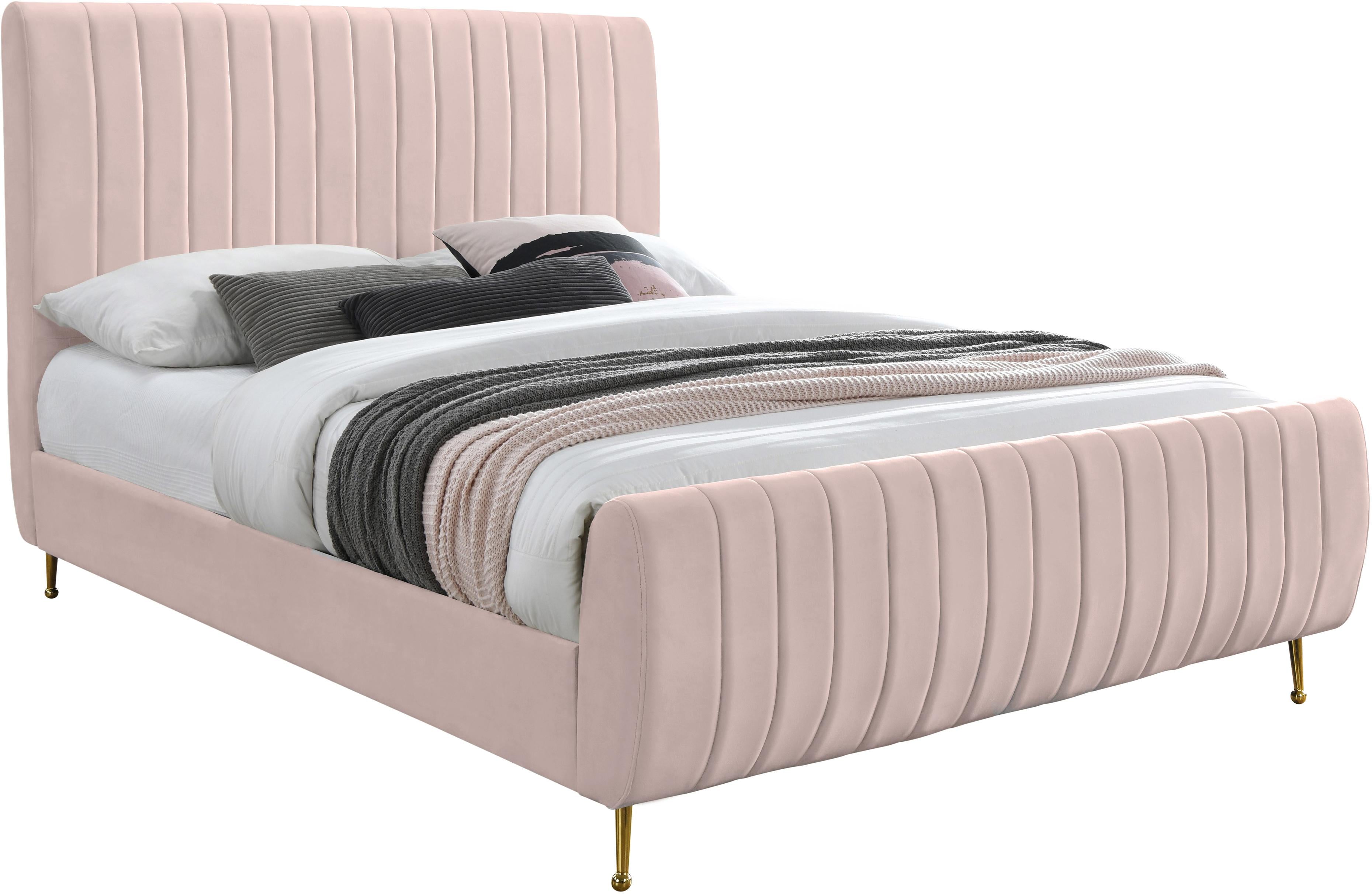 Zara Pink Velvet King Bed (3 Boxes) - Luxury Home Furniture (MI)