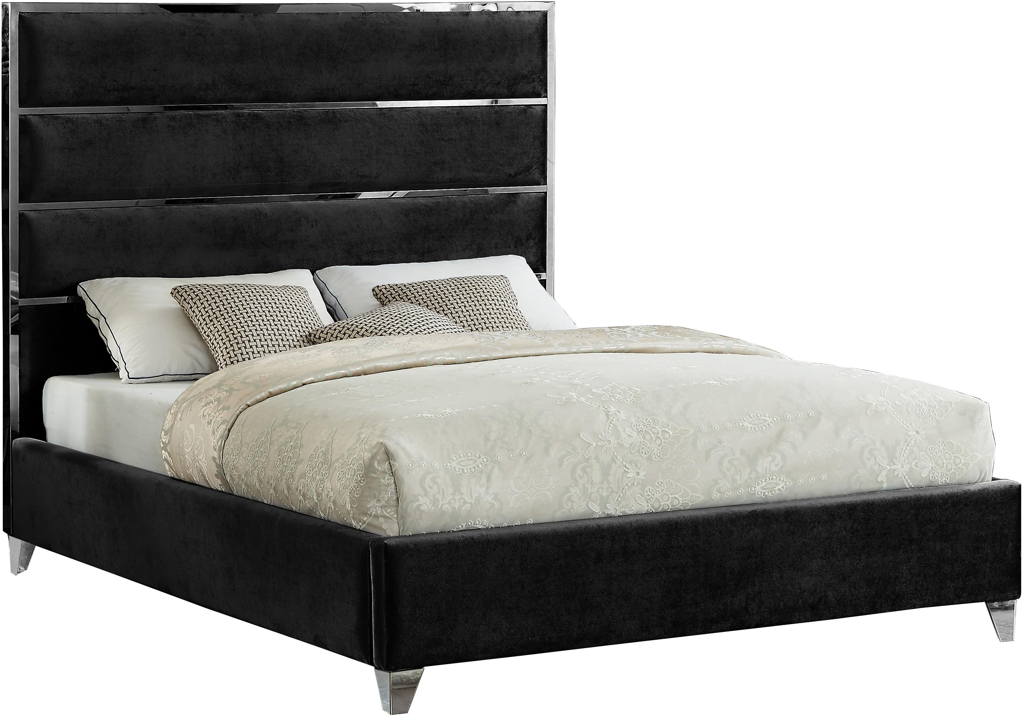 Zuma Black Velvet Full Bed - Luxury Home Furniture (MI)