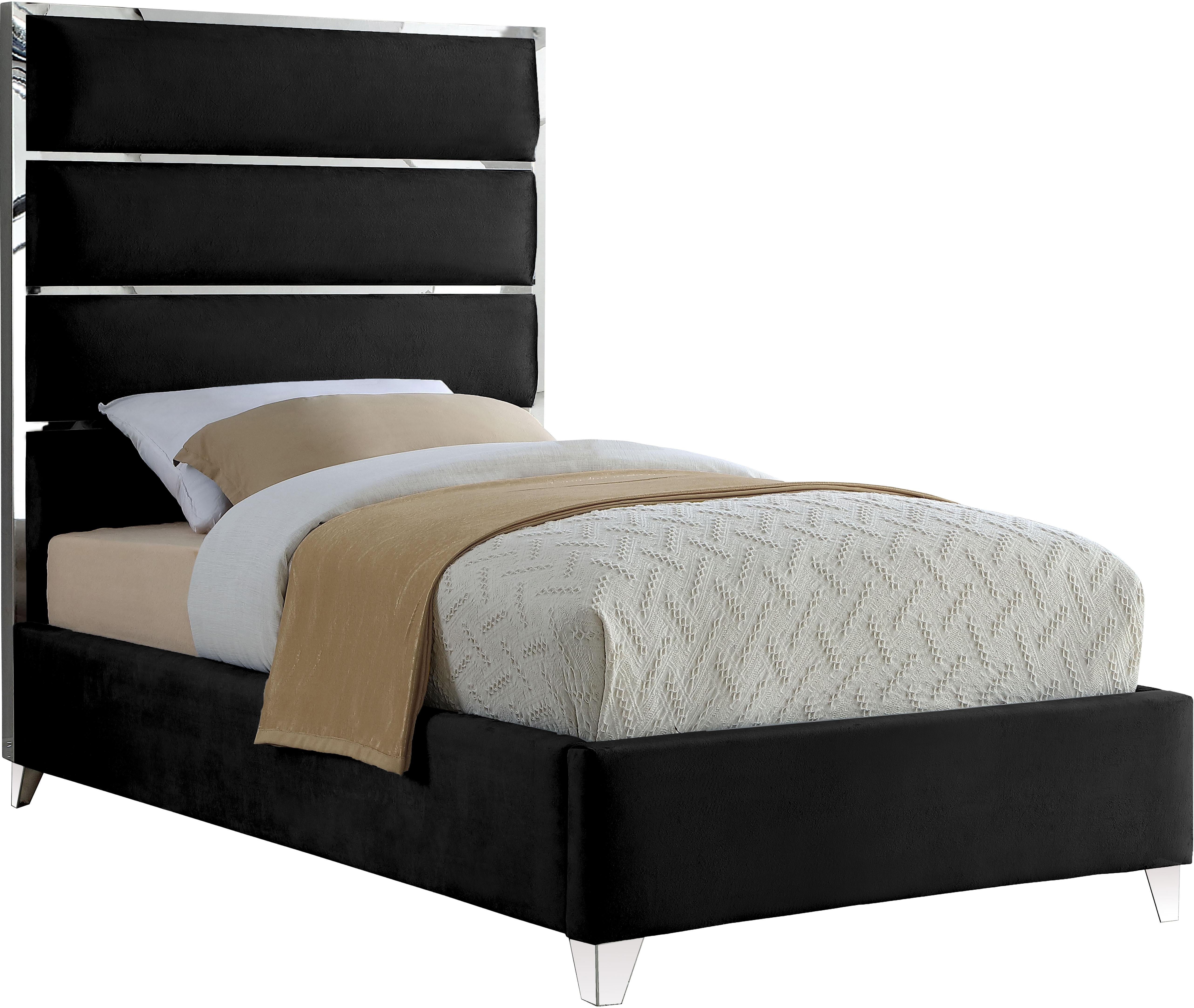 Zuma Black Velvet Twin Bed - Luxury Home Furniture (MI)