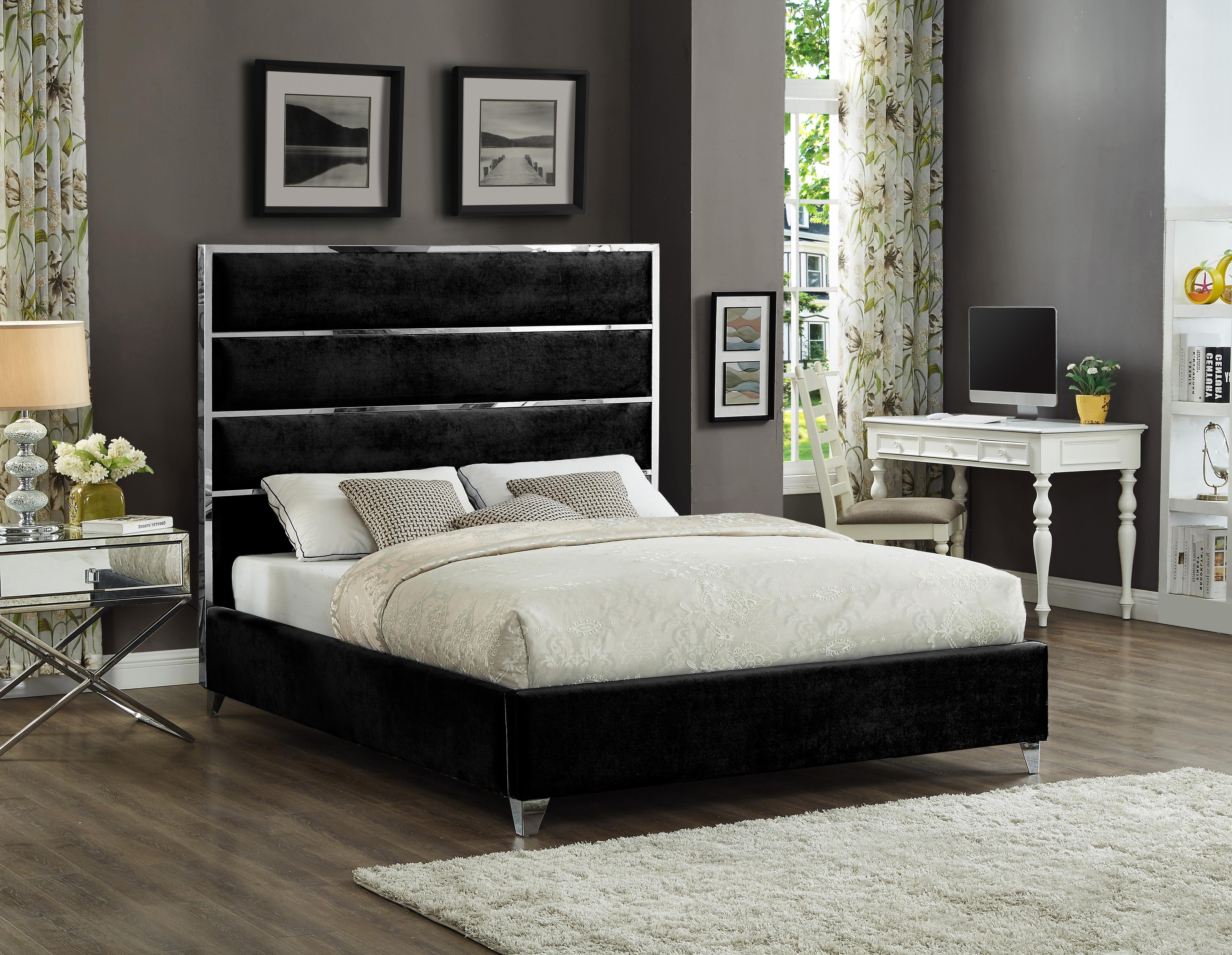 Zuma Black Velvet Full Bed - Luxury Home Furniture (MI)