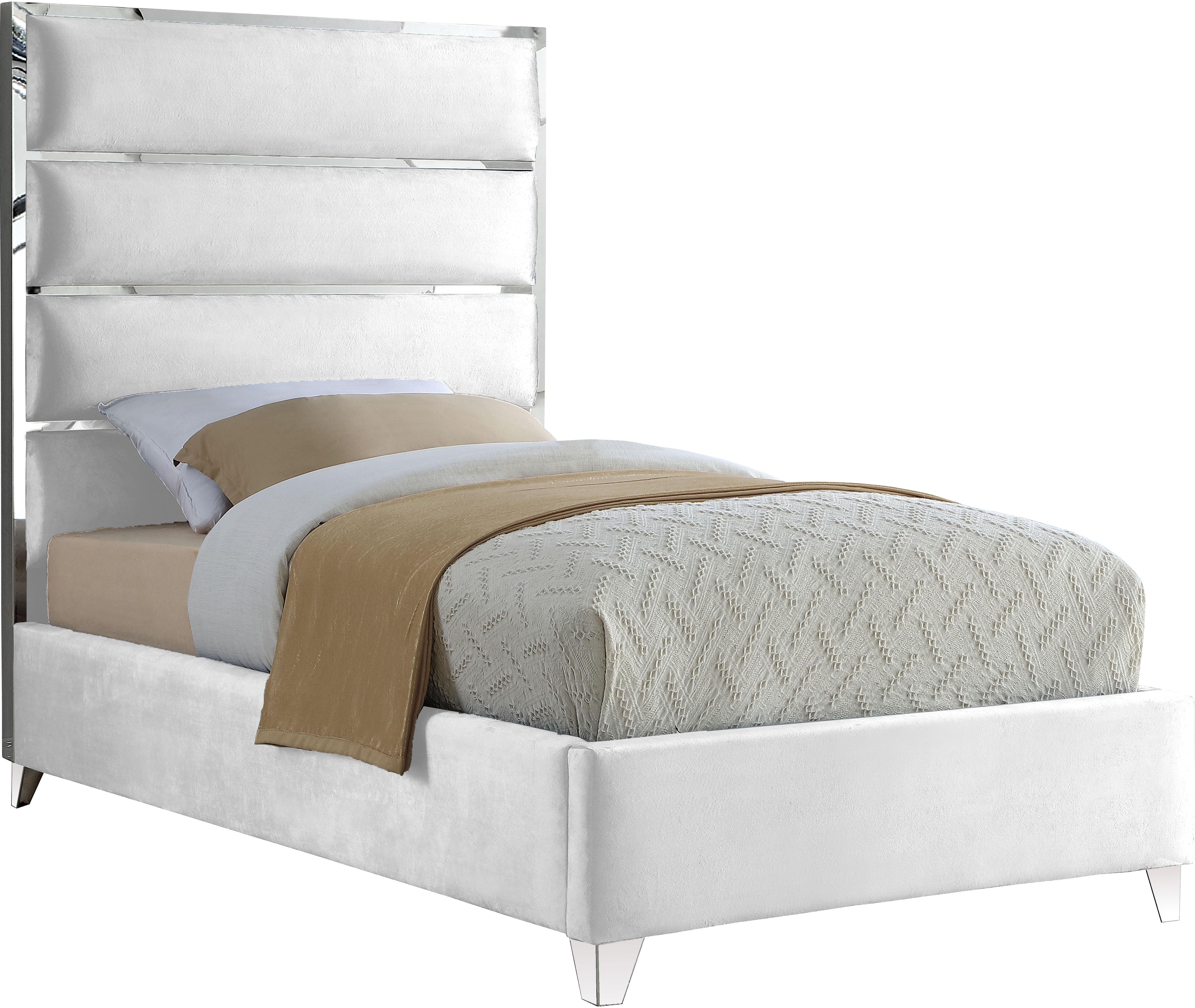 Zuma White Velvet Twin Bed - Luxury Home Furniture (MI)