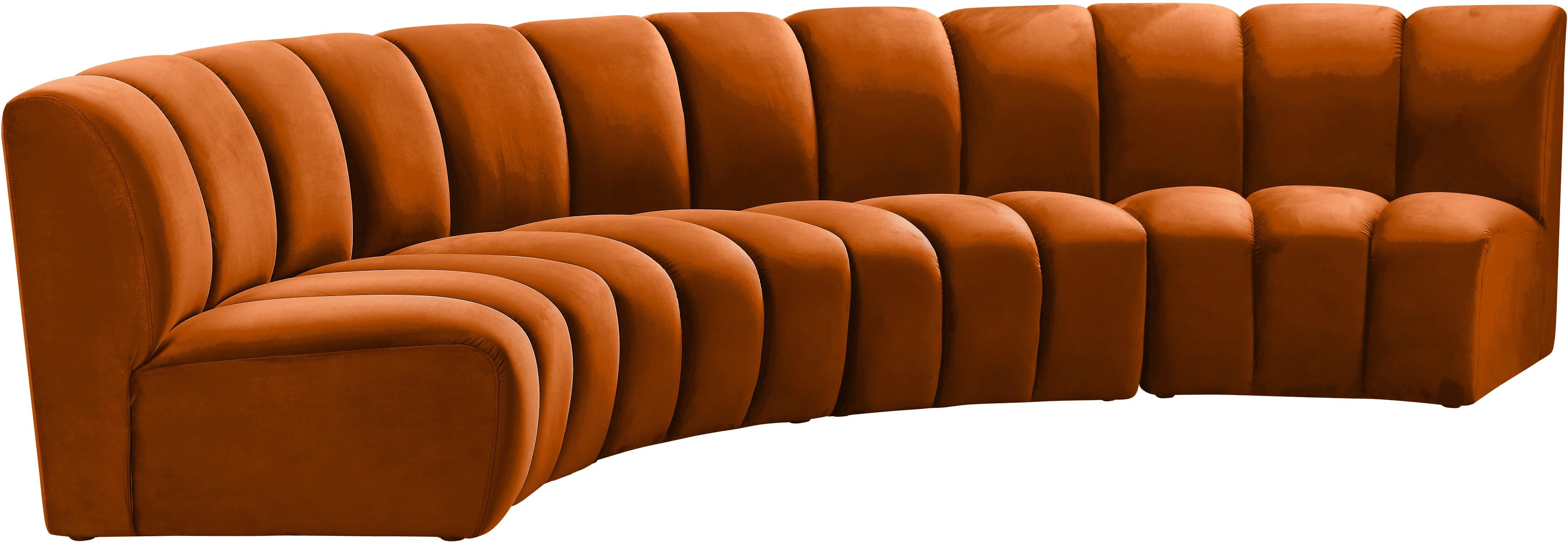 Infinity Cognac Velvet 4pc. Modular Sectional - Luxury Home Furniture (MI)