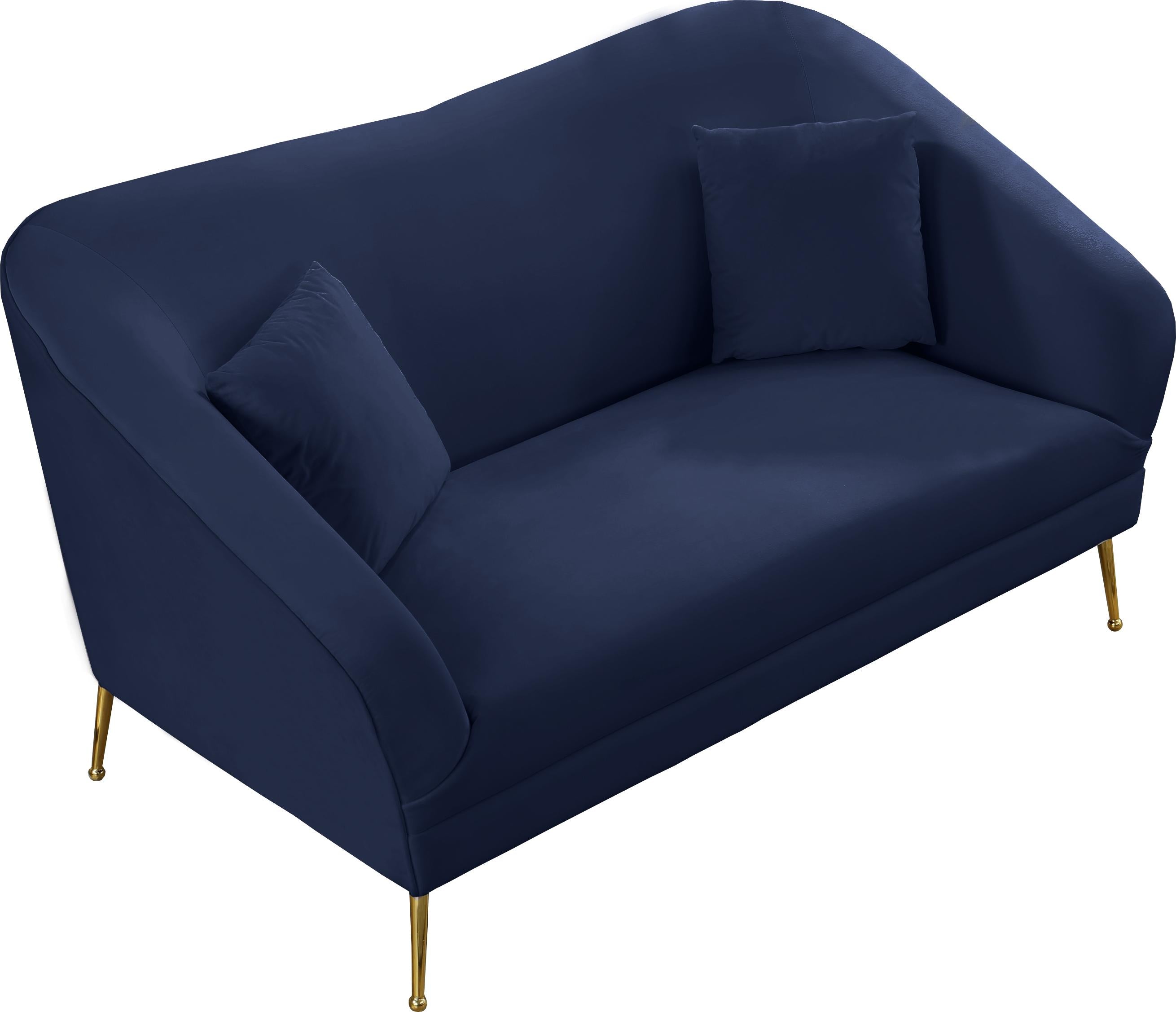 Hermosa Navy Velvet Loveseat - Luxury Home Furniture (MI)