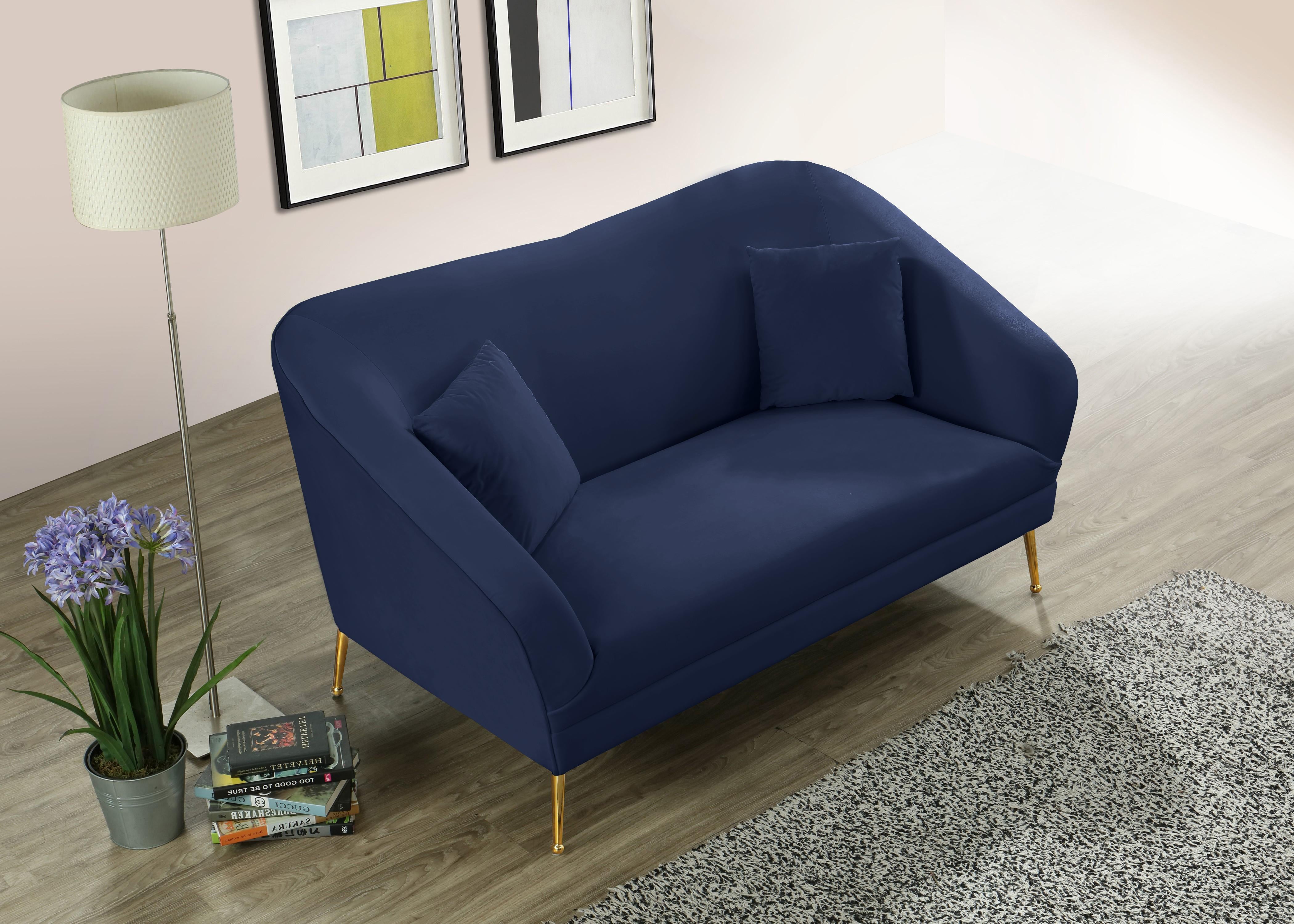 Hermosa Navy Velvet Loveseat - Luxury Home Furniture (MI)