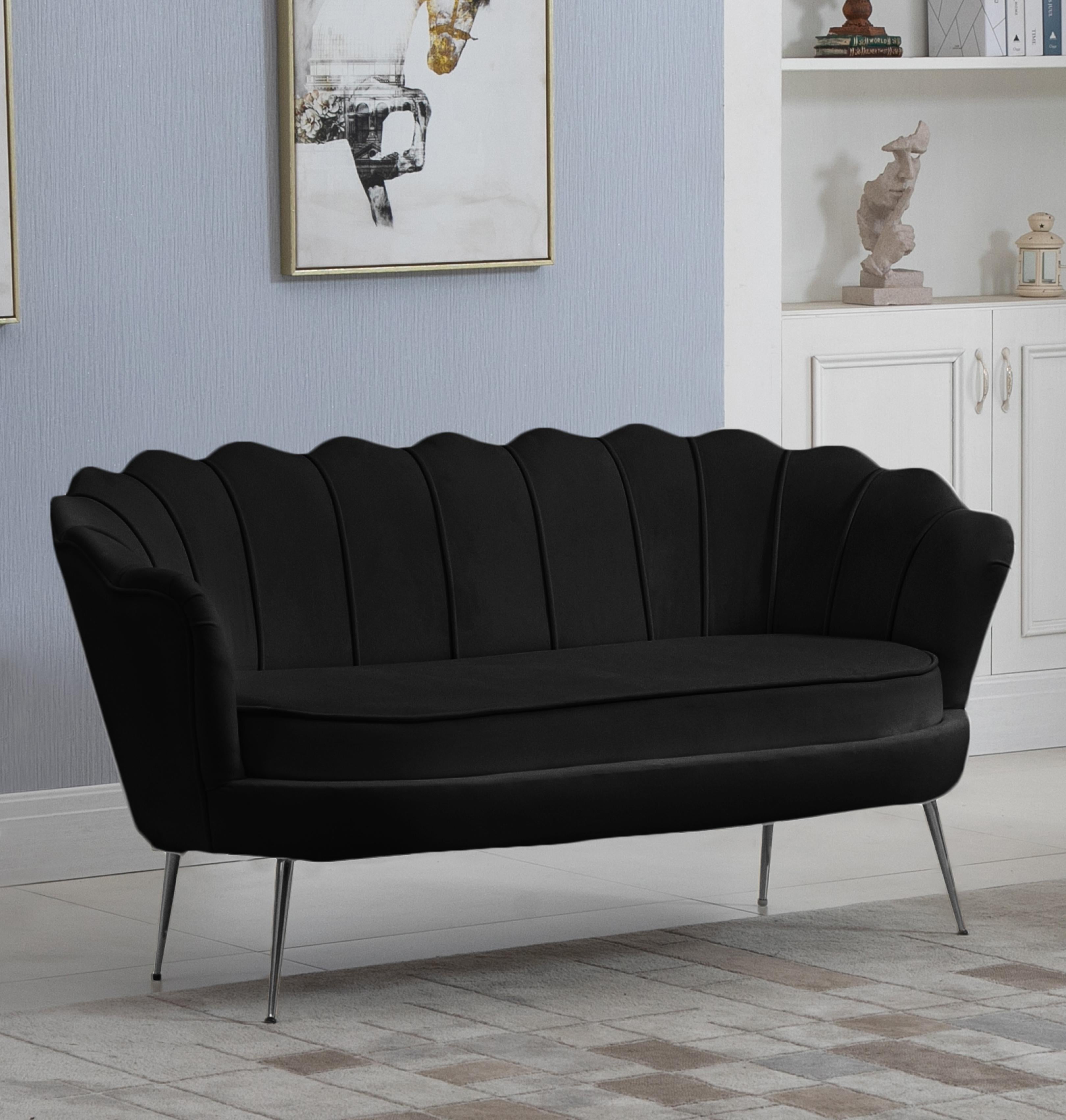 Gardenia Black Velvet Loveseat - Luxury Home Furniture (MI)