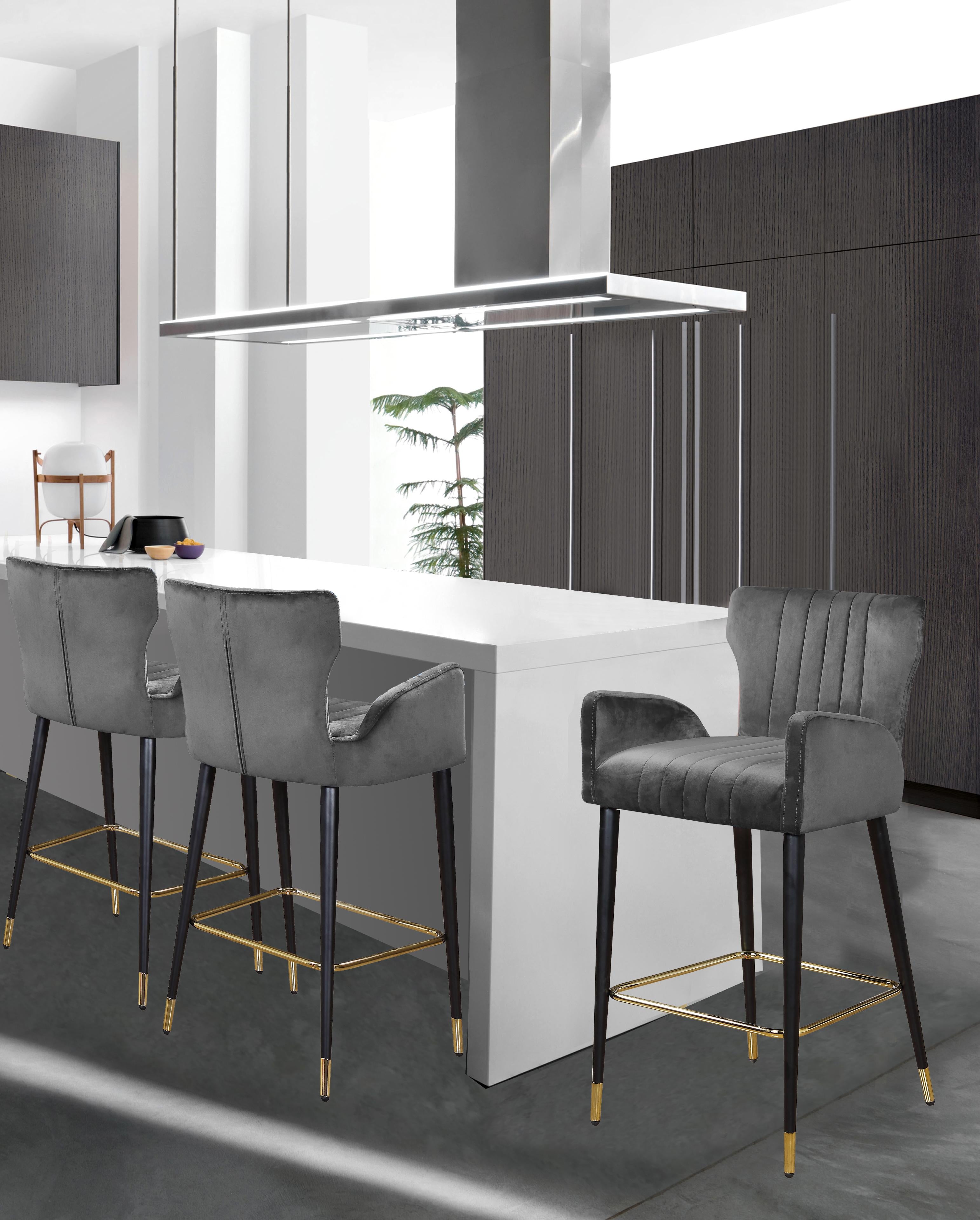 Luxe Grey Velvet Stool - Luxury Home Furniture (MI)