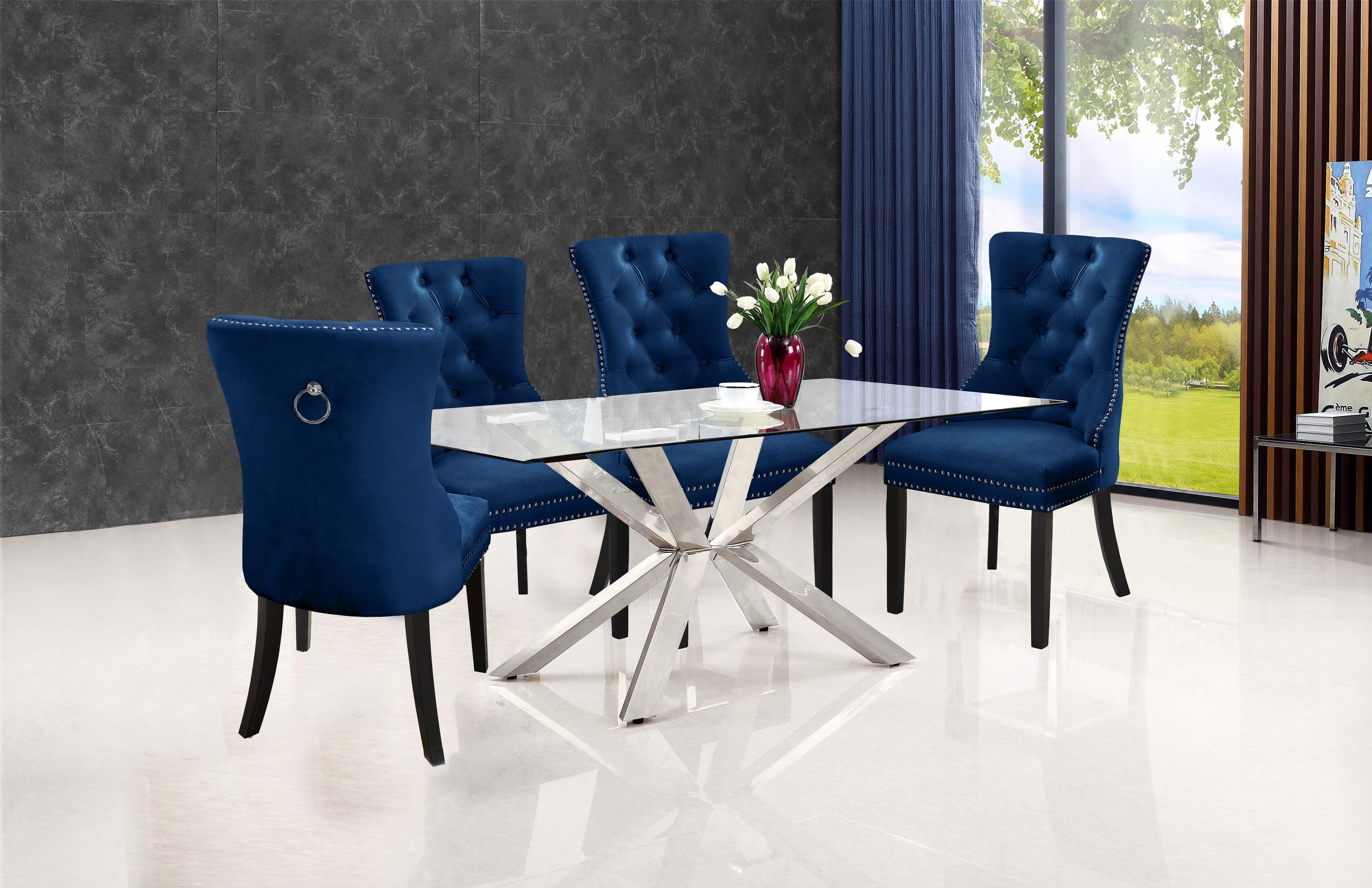Nikki Navy Velvet Dining Chair - Luxury Home Furniture (MI)
