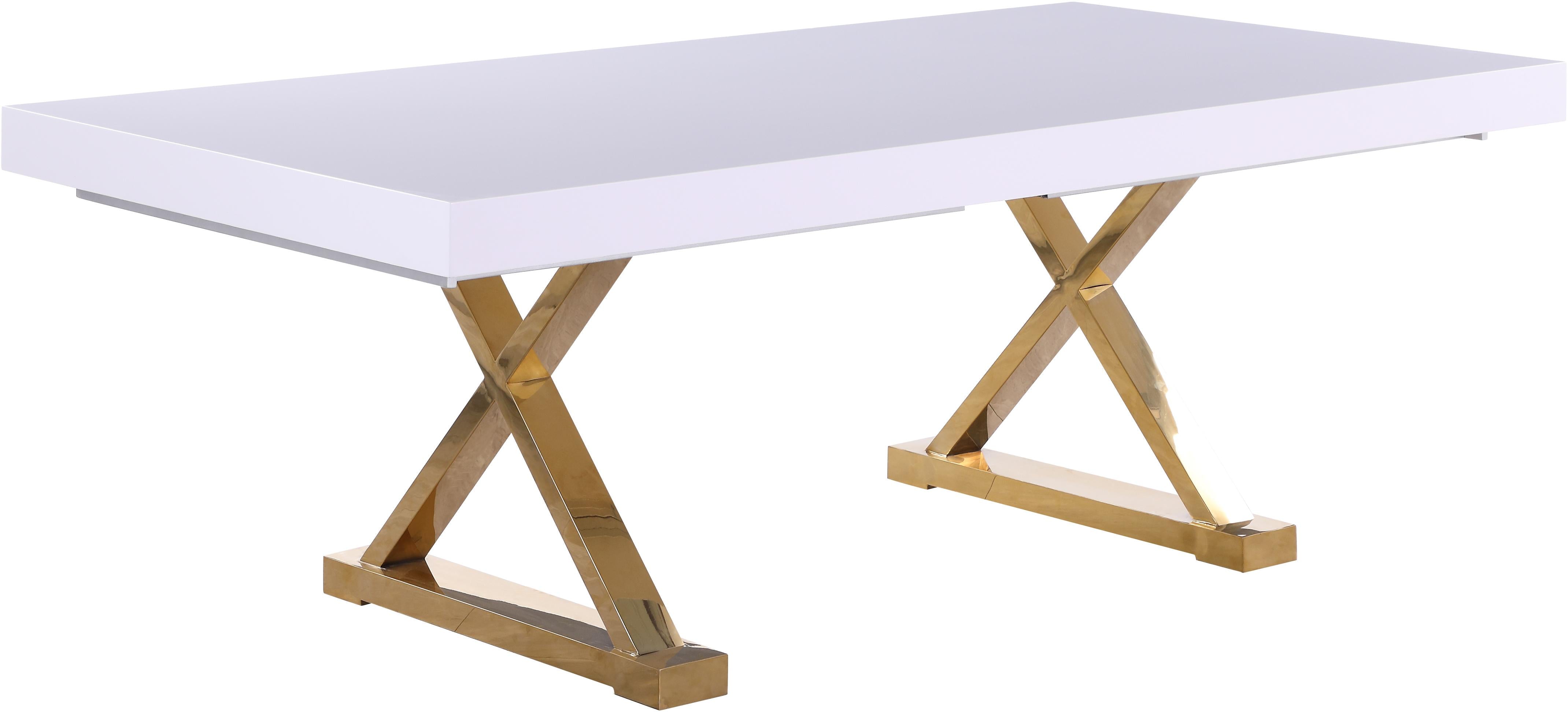 Excel White Lacquer Extendable Dining Table (3 Boxes) - Luxury Home Furniture (MI)