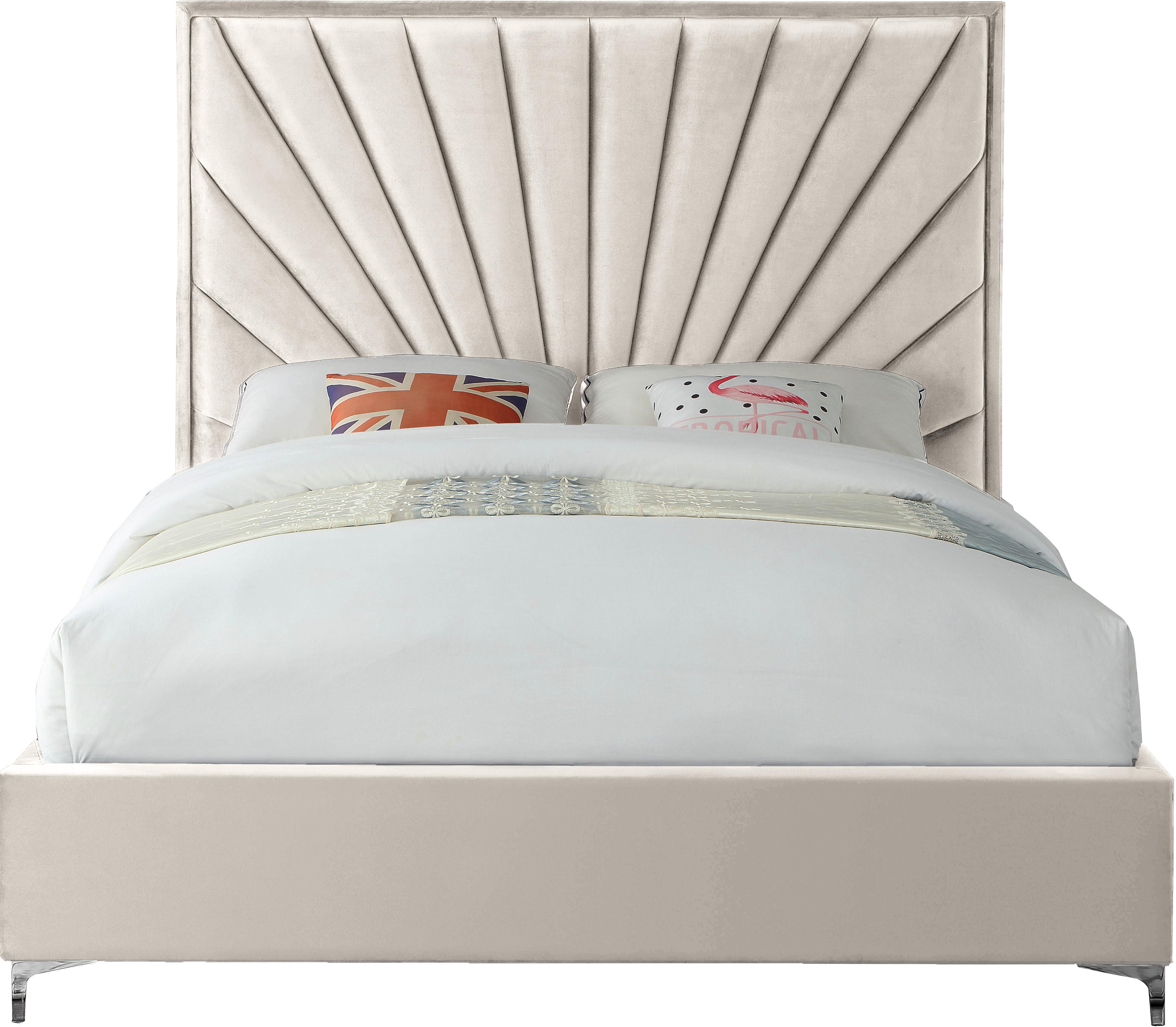 Eclipse Cream Velvet Full Bed - Luxury Home Furniture (MI)
