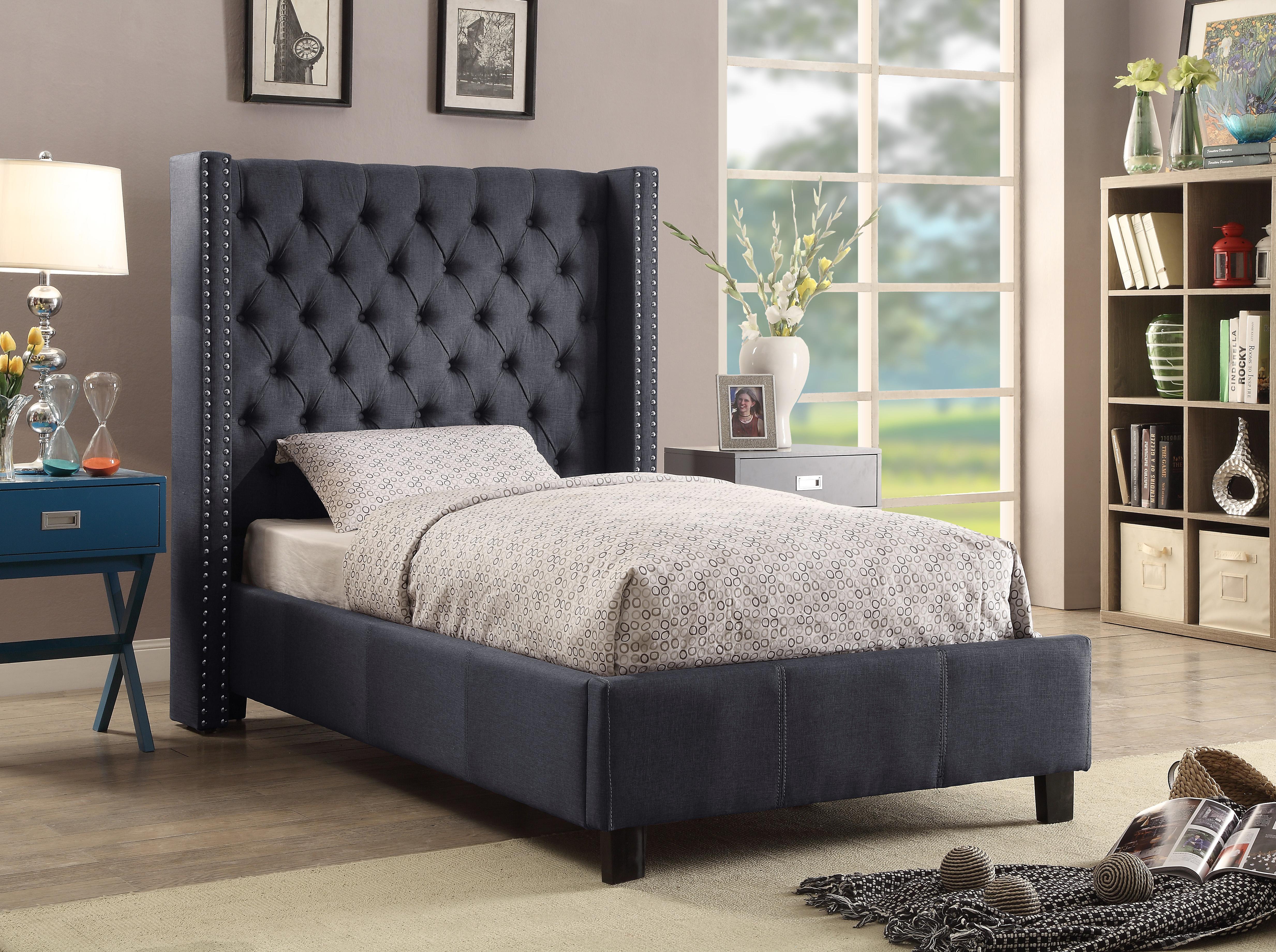 Ashton Grey Linen Twin Bed - Luxury Home Furniture (MI)
