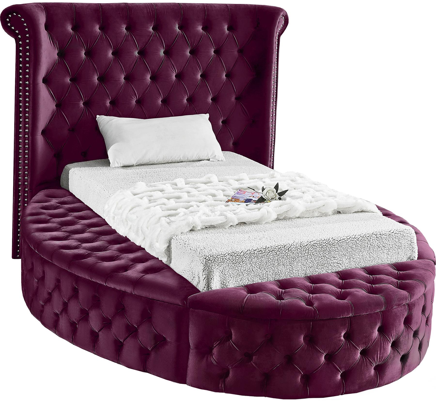 Luxus Purple Velvet Twin Bed - Luxury Home Furniture (MI)