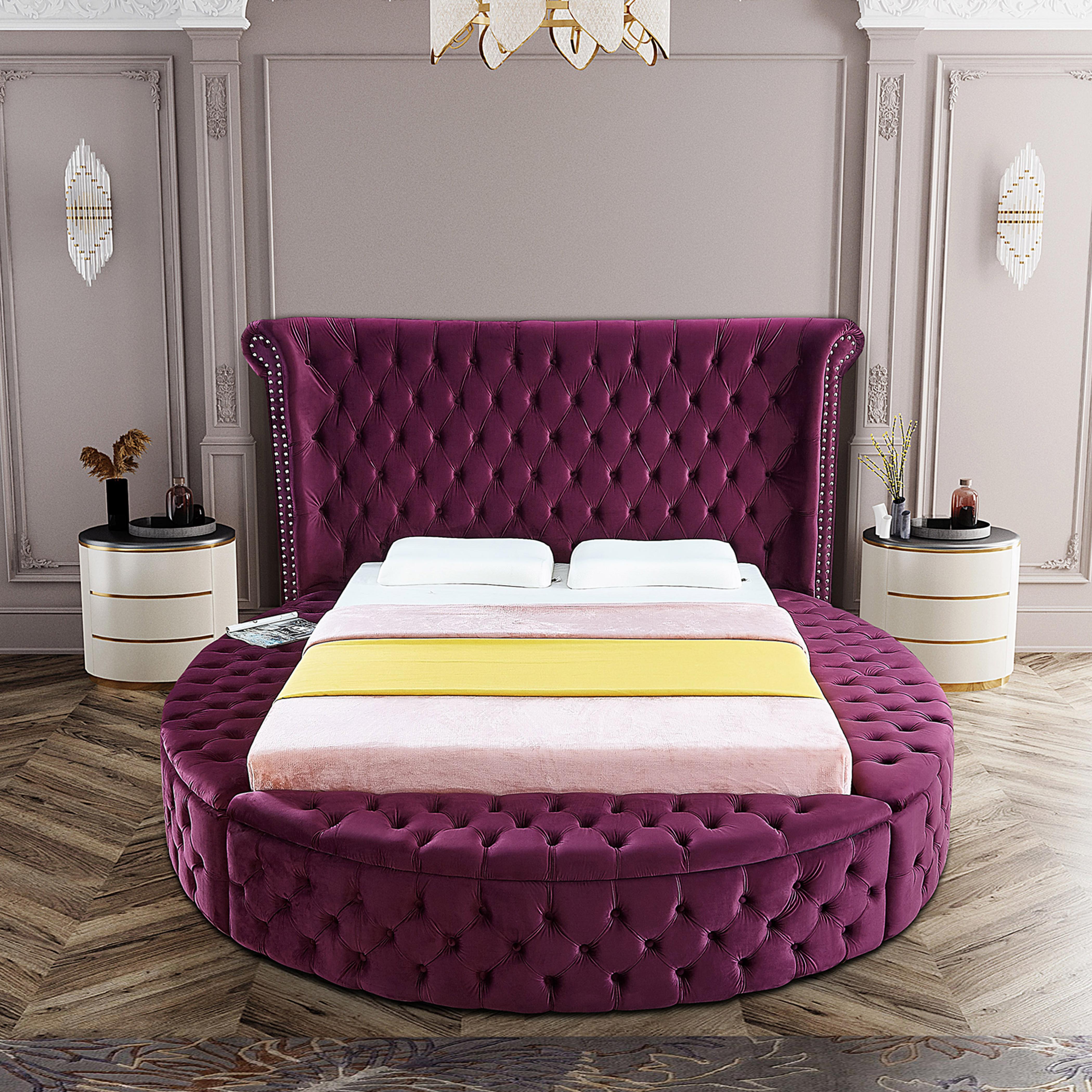 Luxus Purple Velvet King Bed - Luxury Home Furniture (MI)