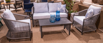 Bridges Beach Outdoor Love/Chairs/Table Set (Set of 4) - Luxury Home Furniture (MI)